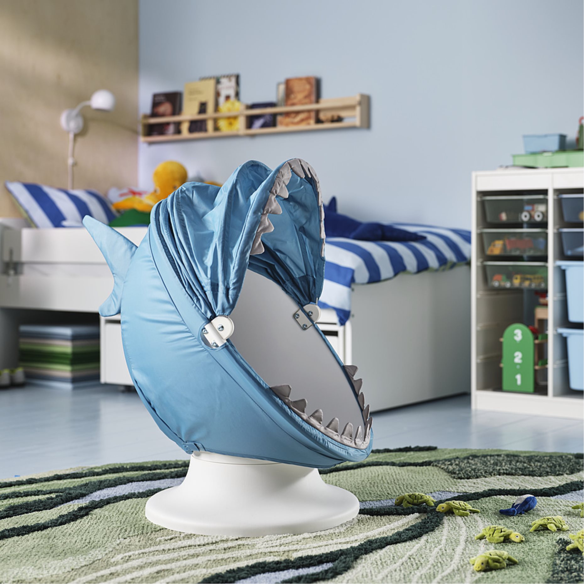 IKEA PS LÖMSK, калъф за детско въртящо се кресло, акула, 006.092.34