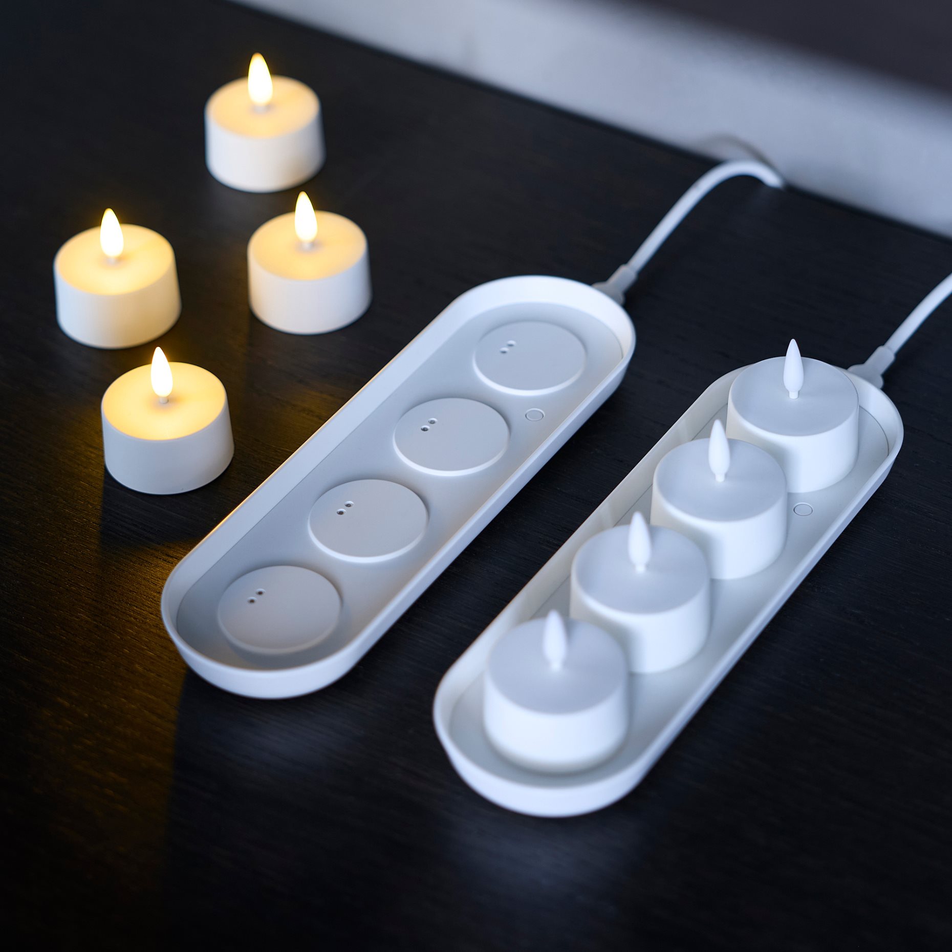 SKATGÅS, К-т LED чаени свещи, с поставка за зареждане, 006.115.95