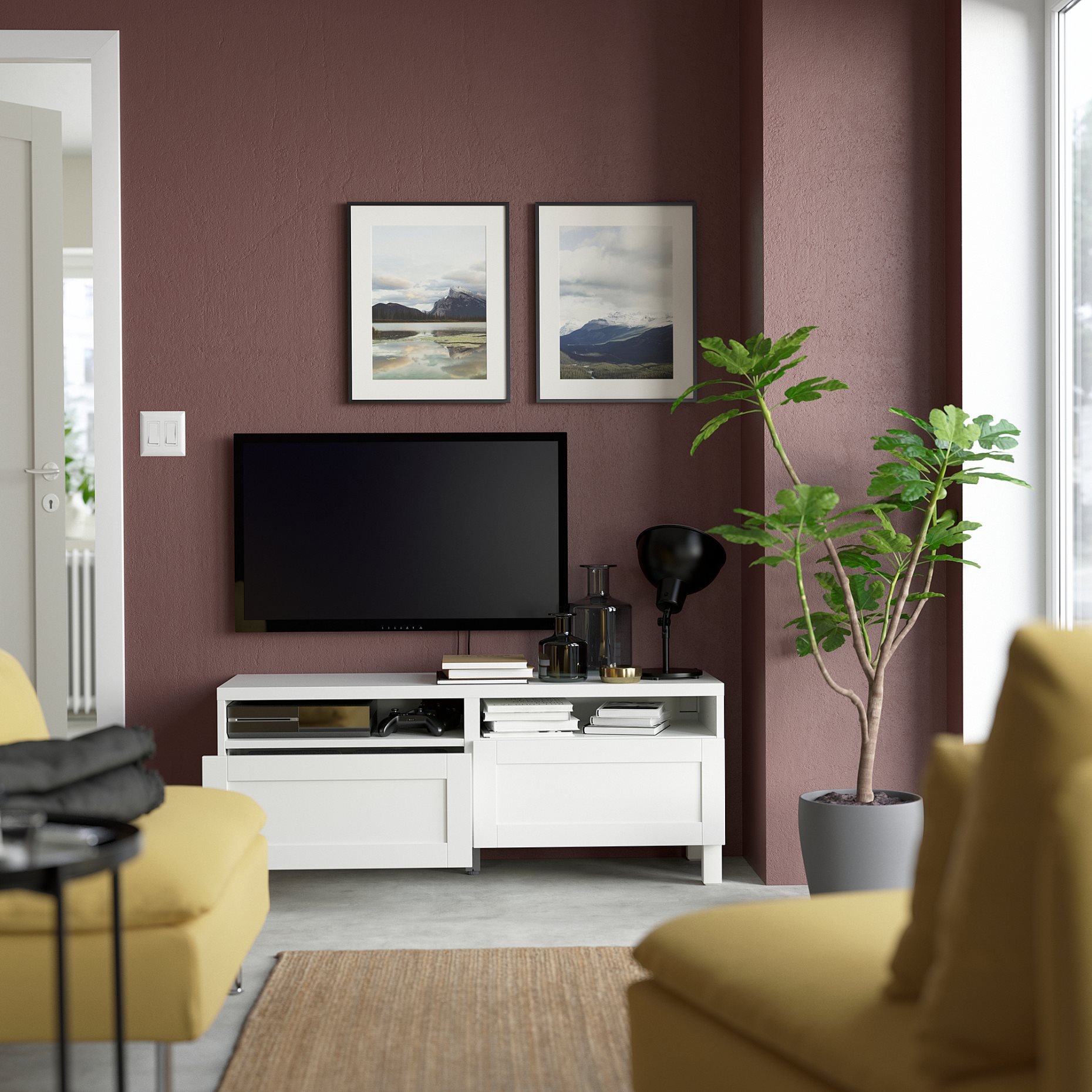 BESTÅ, TV шкаф с чекмеджета, плавно затваряне, 091.882.86