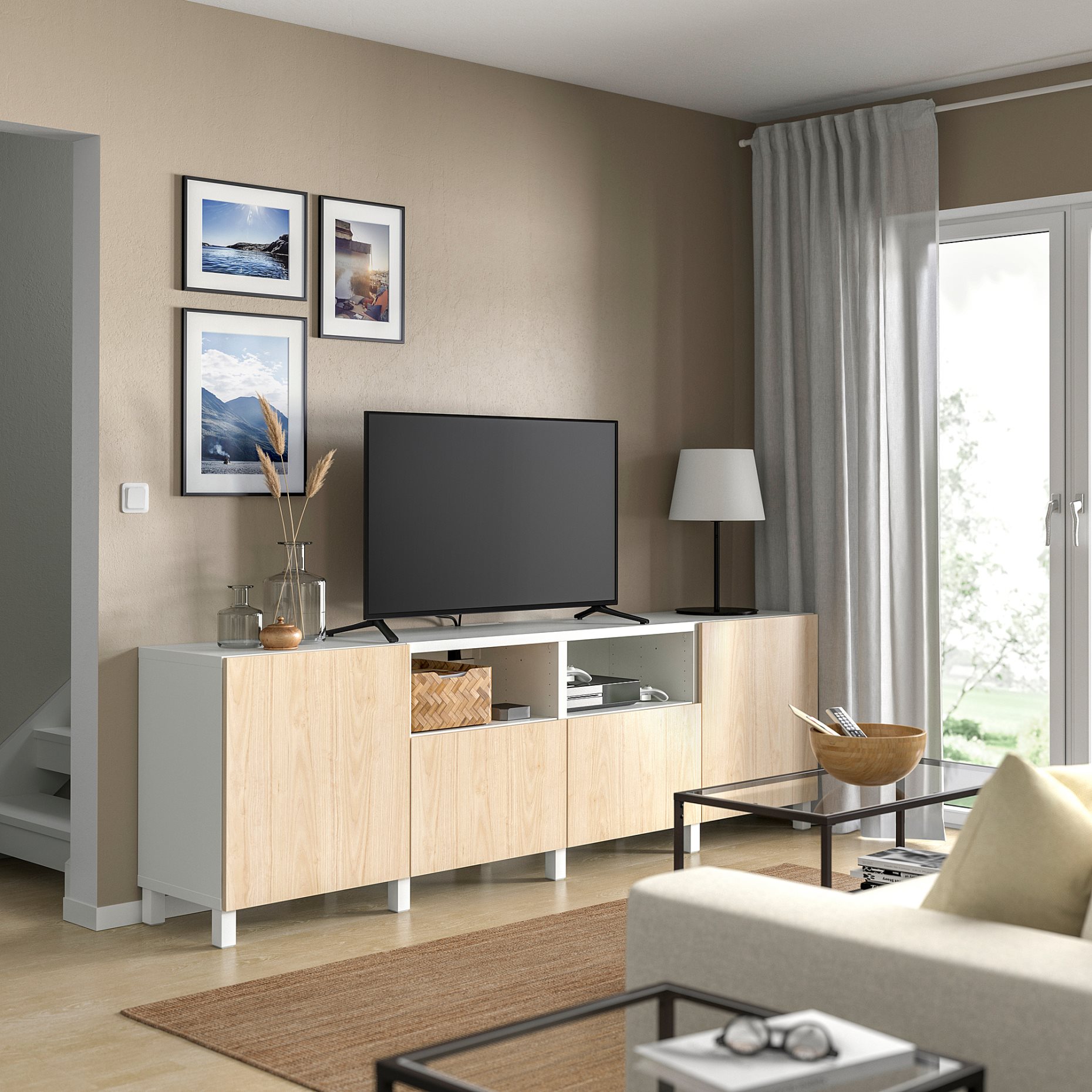 BESTÅ, TV шкаф с врати и чекмеджета, 095.718.92