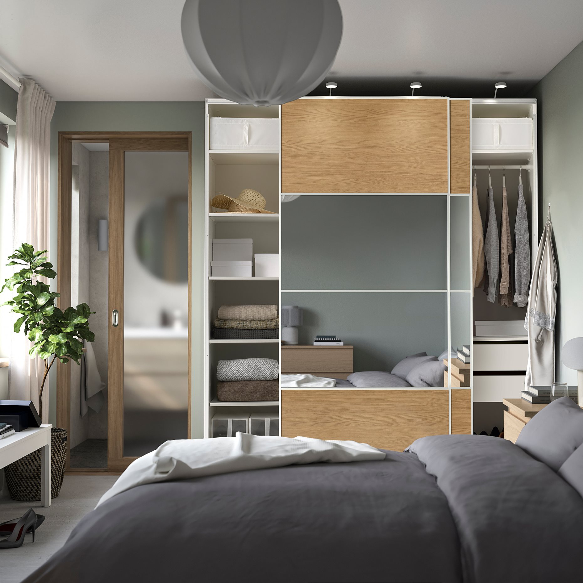 PAX/MEHAMN/AULI, гардероб с плъзгащи се врати, 200x66x236 см, 096.088.81