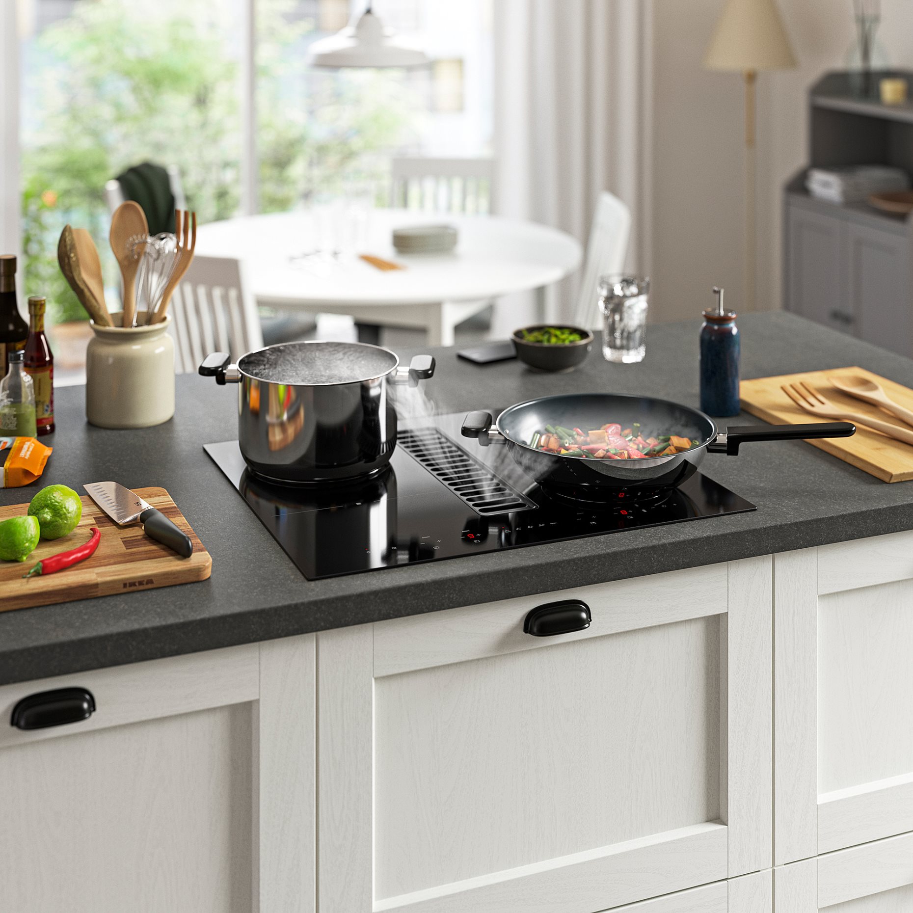 TÄCKNAN, индукц. котлон/вграден аспиратор, 60 см, IKEA 300, 105.986.35
