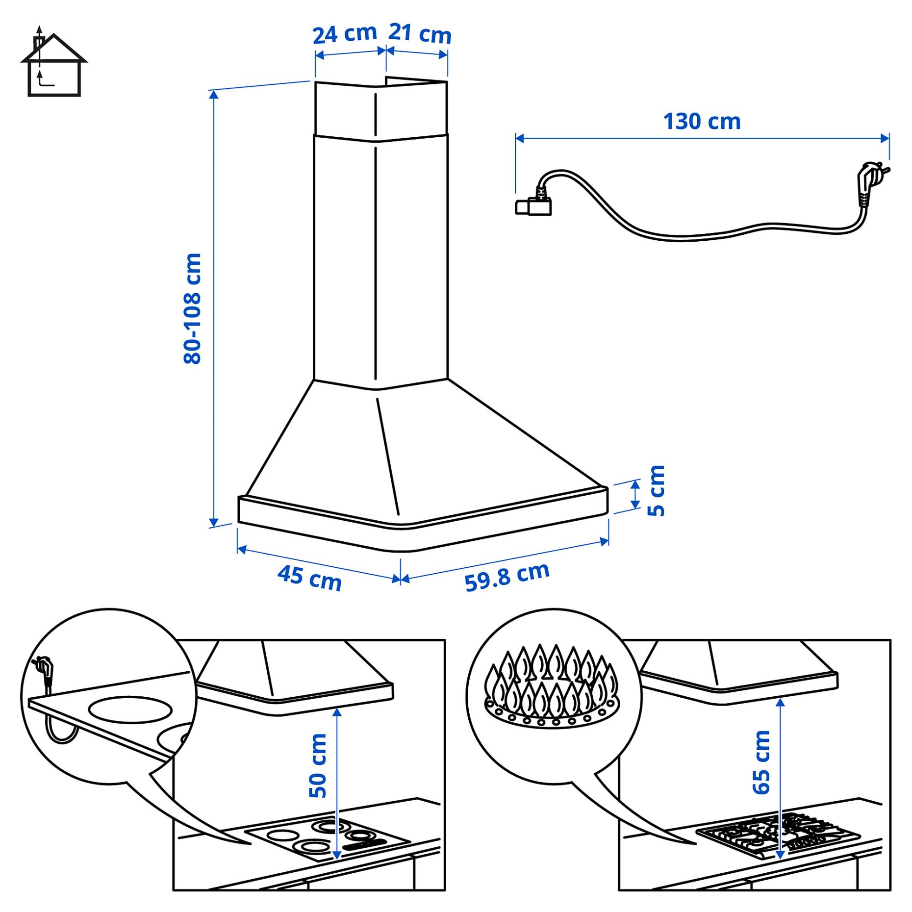 NILSBYN, аспиратор за стенен монтаж, 60 см, IKEA 300, 106.023.69