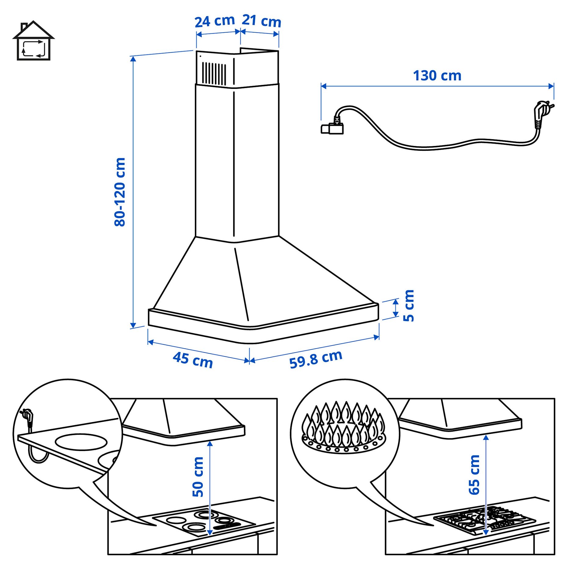 NILSBYN, аспиратор за стенен монтаж, 60 см, IKEA 300, 106.023.69