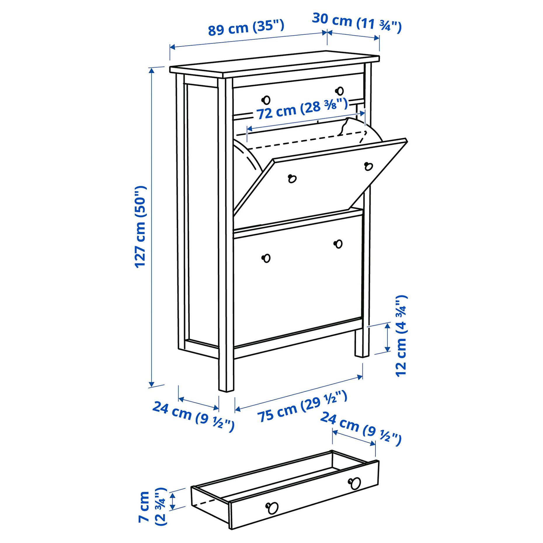 HEMNES, шкаф за обувки с 2 отделения, 201.695.59