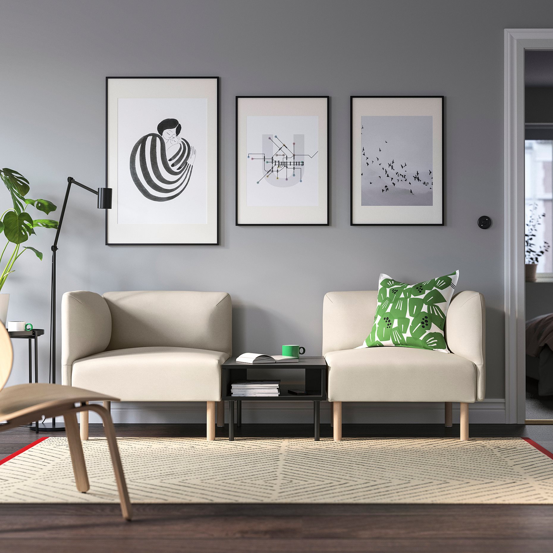 LILLEHEM, 2-местен модулен диван с маса, 295.697.46