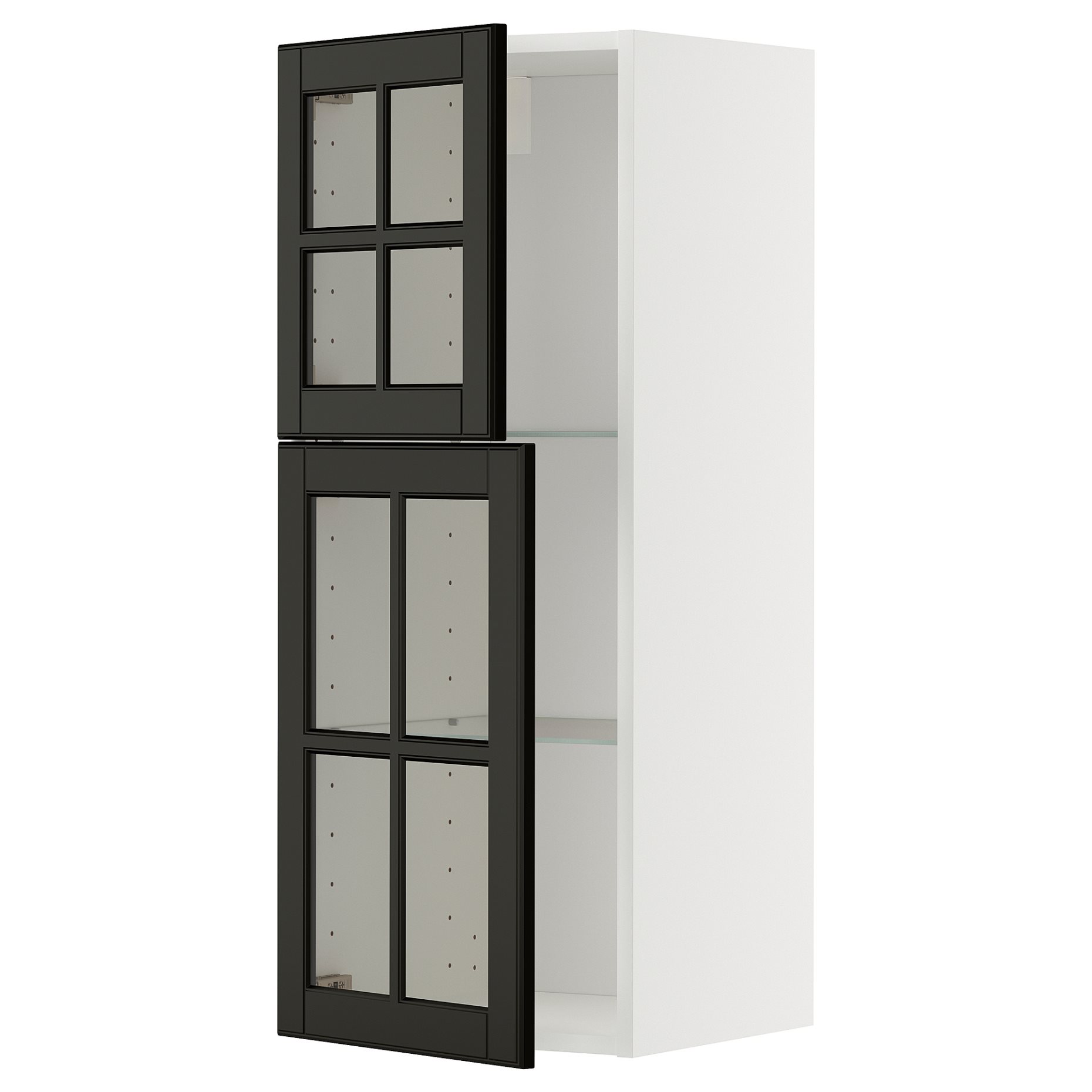 METOD, стенен шкаф с рафтове/2 стъкл. врати, 295.786.37