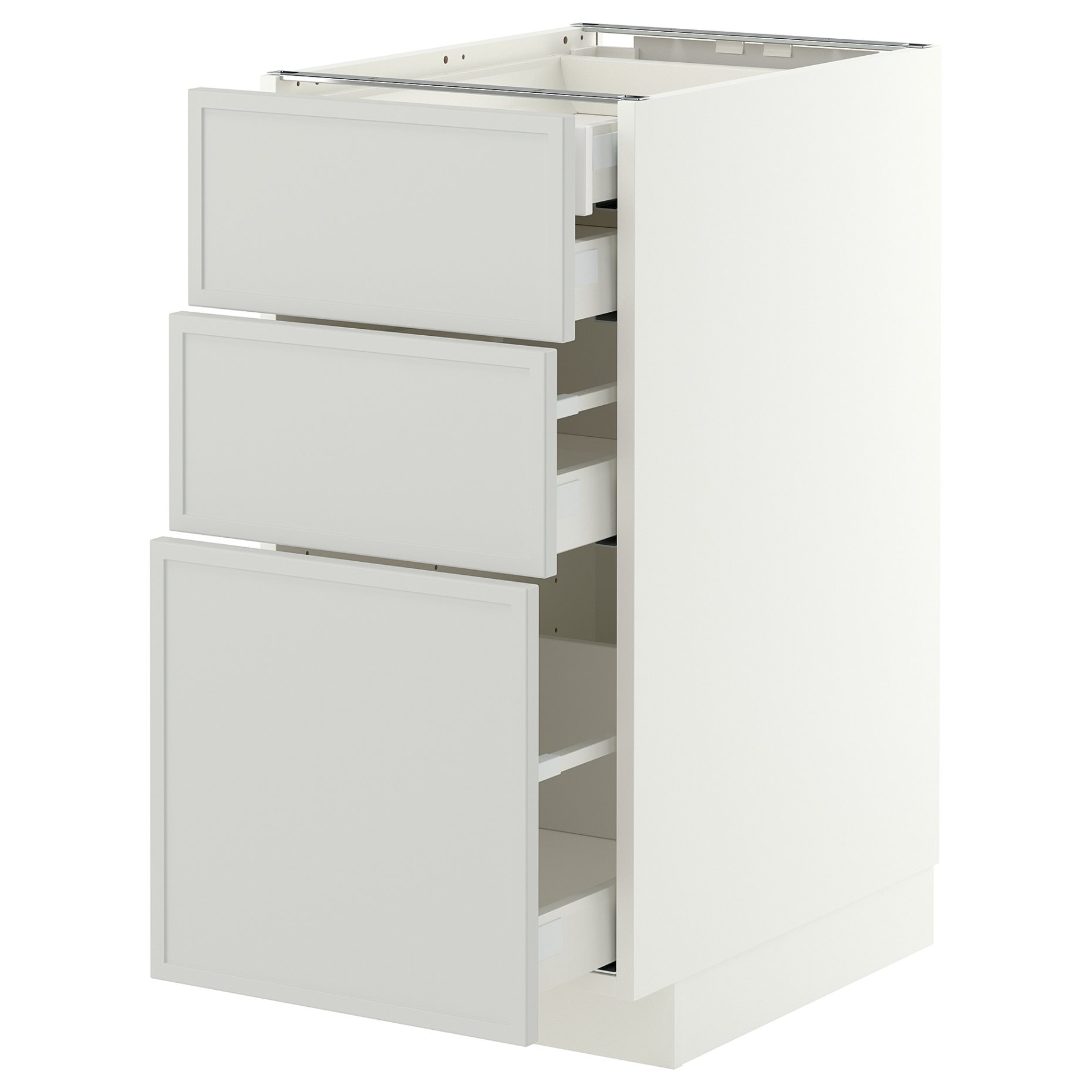 METOD/MAXIMERA, долен шкаф с 3 чела/2 ниски + 1 средно + 1 високо чекм., 40x60 см, 296.043.87