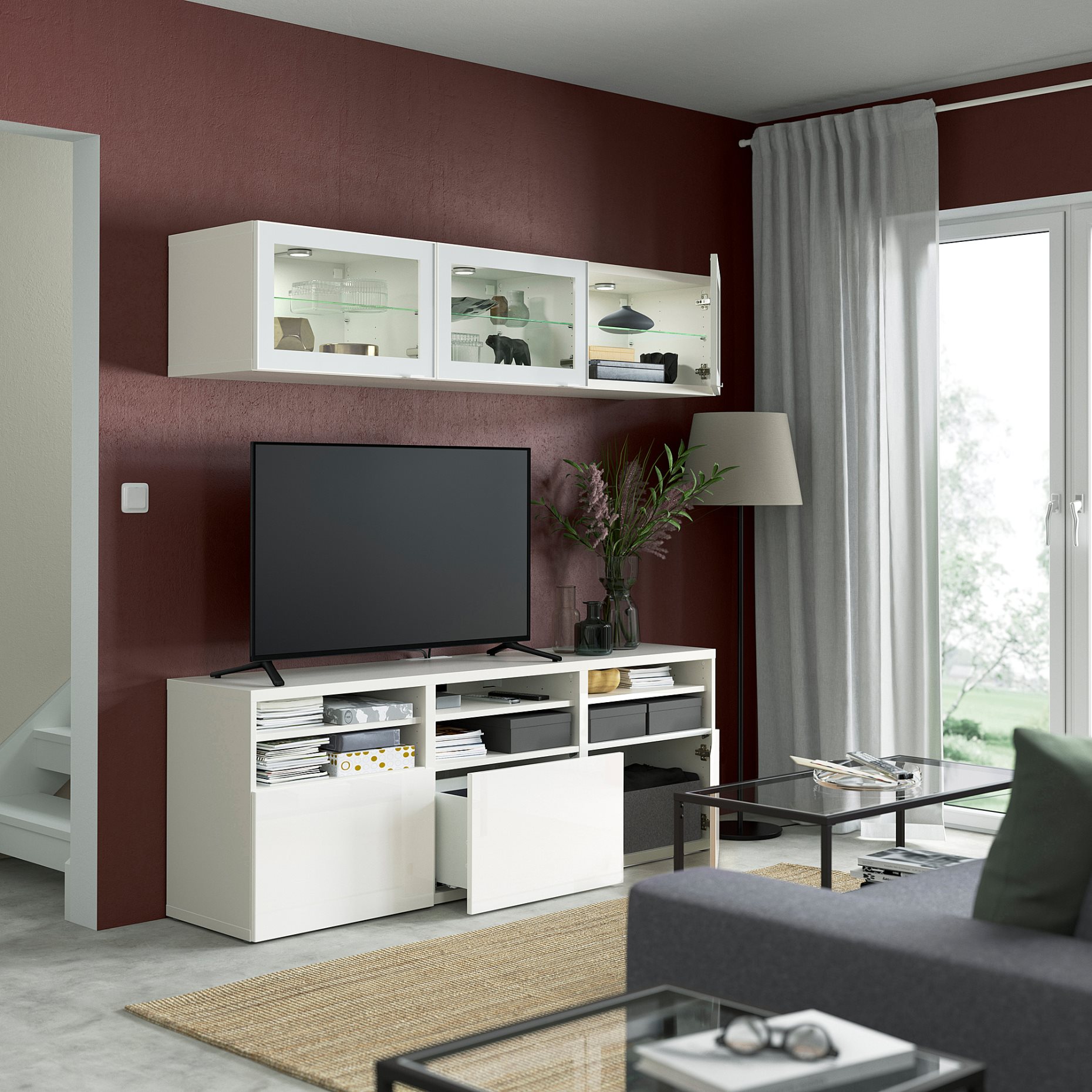 BESTÅ, TV секция/стъклени врати, 394.887.97