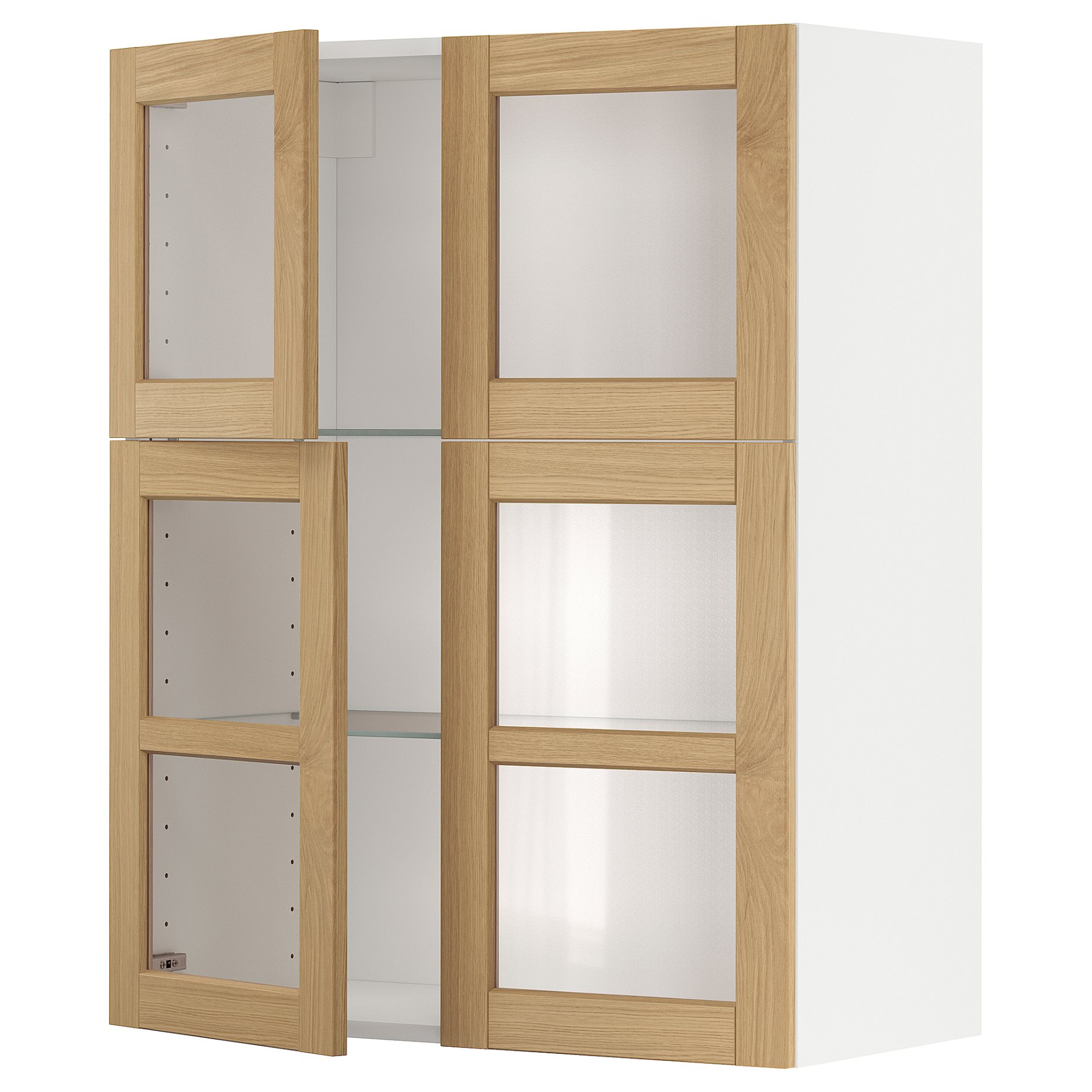 METOD, стенен шкаф с рафтове/4 стъкл. врати, 395.093.61