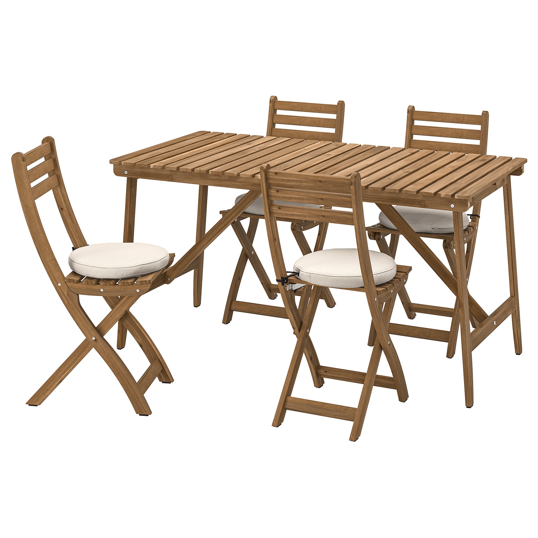 ASKHOLMEN, градинска маса с 4 сгъваеми стола, 395.300.08