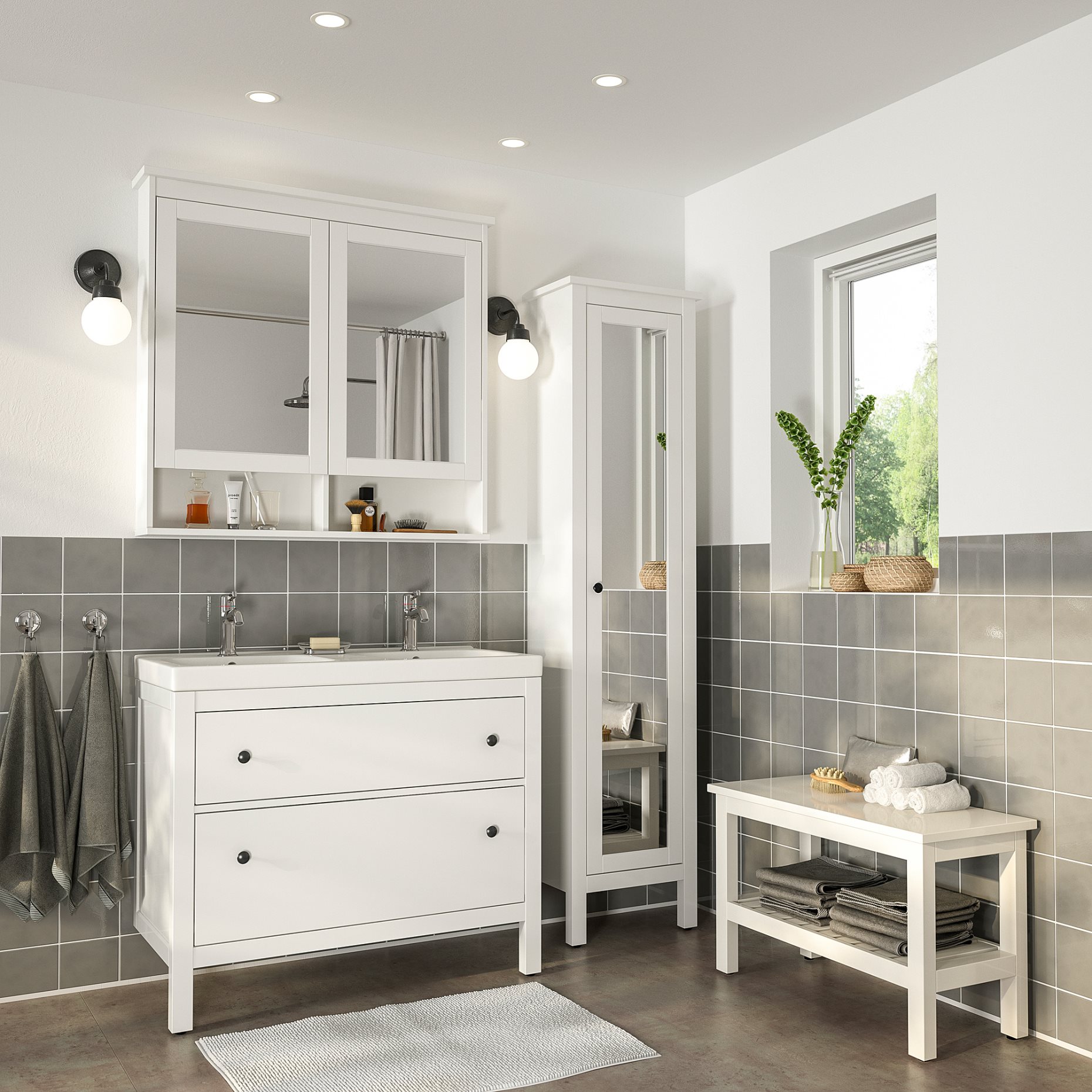 HEMNES/ORRSJON, шкаф за мивка + чекмедже/мивка/смесители, 395.467.97