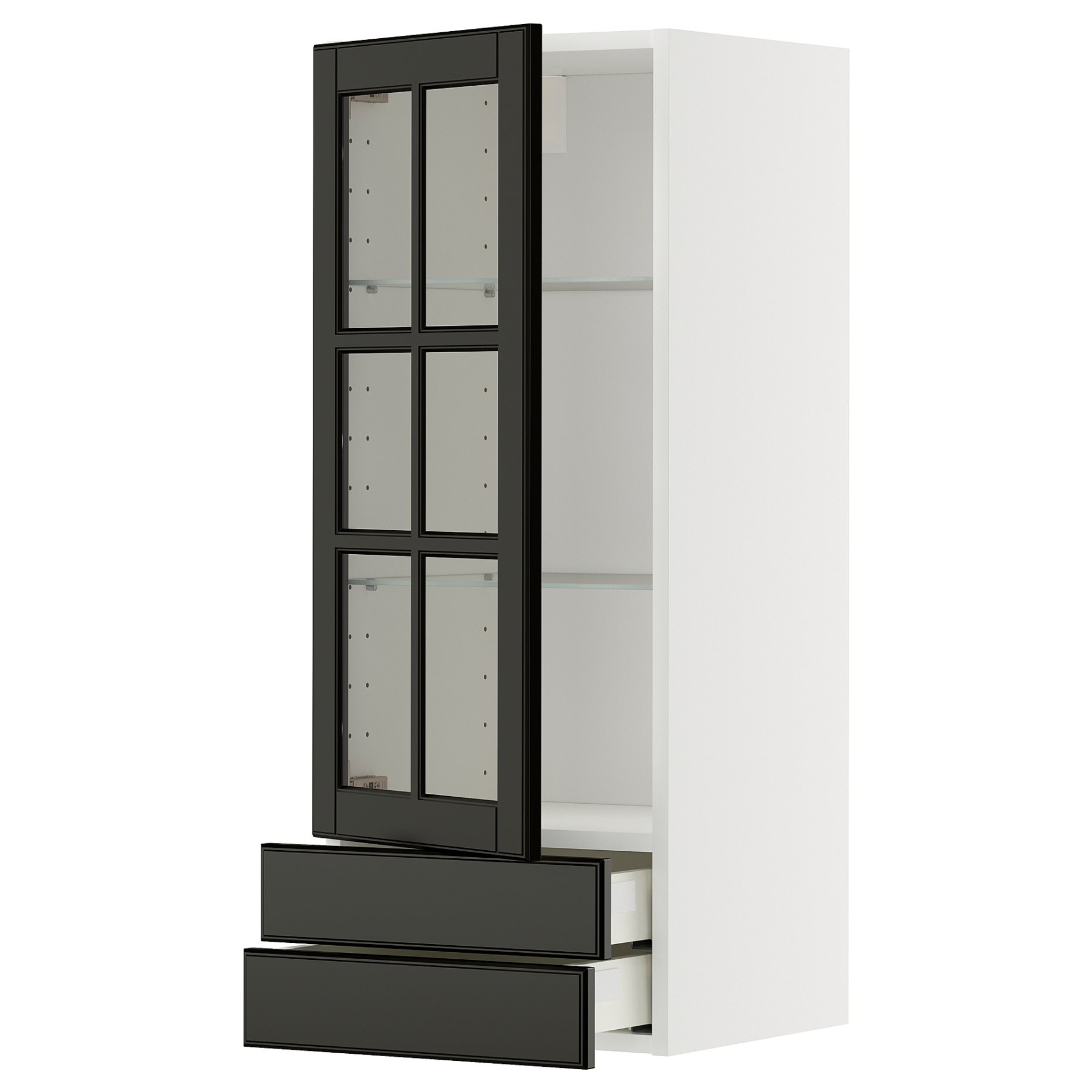 METOD/MAXIMERA, стенен шкаф + стъклена врата/2 чекм., 395.787.74