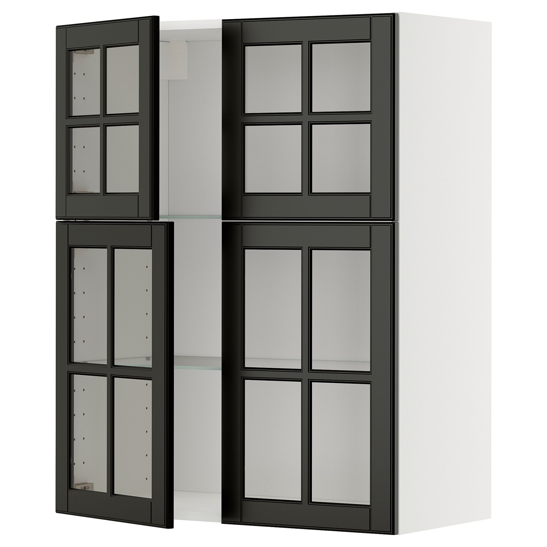 METOD, стенен шкаф с рафтове/4 стъкл. врати, 395.788.11