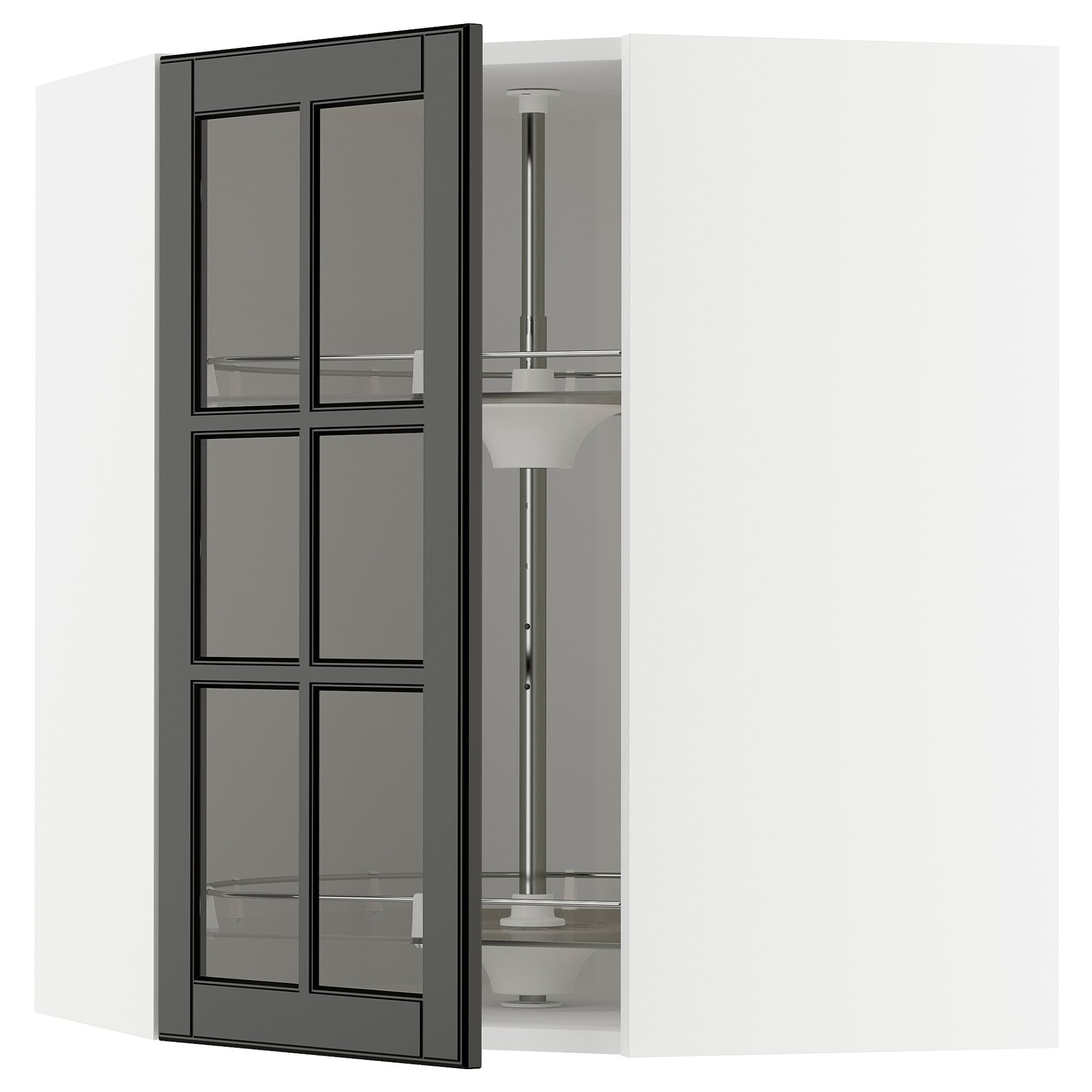 METOD, ъглов стенен шкаф + въртящ се механизъм/стъкл. вр., 395.789.34