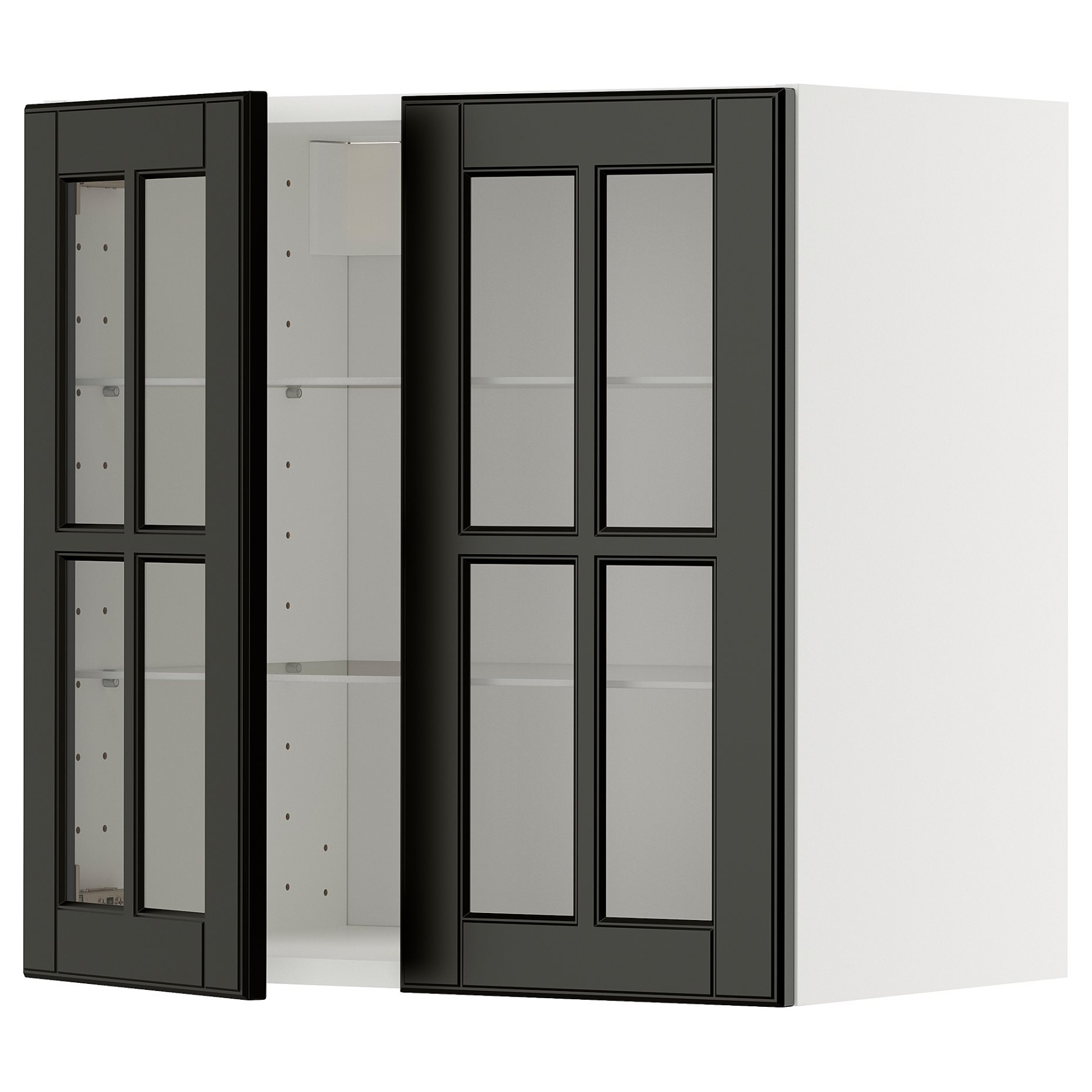 METOD, стенен шкаф с рафтове/2 стъкл. врати, 395.790.47