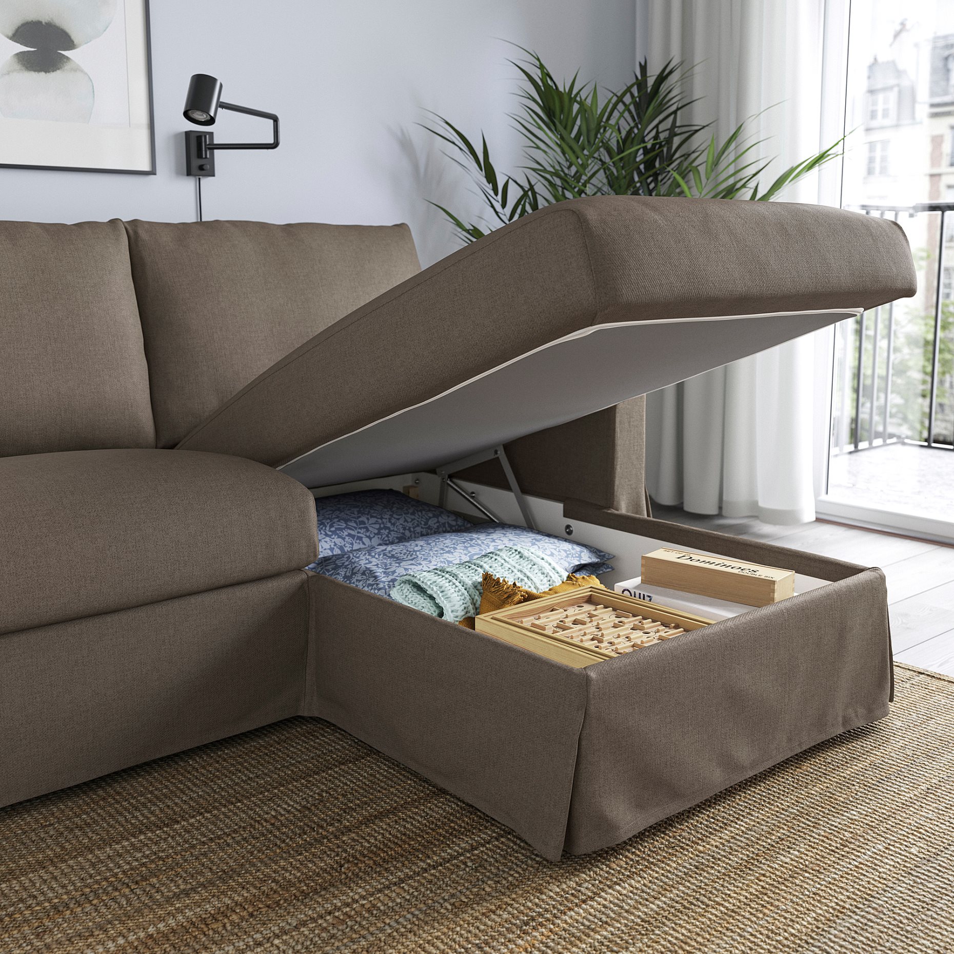 HYLTARP, 3-местен диван с лежанка, отдясно, 494.958.20