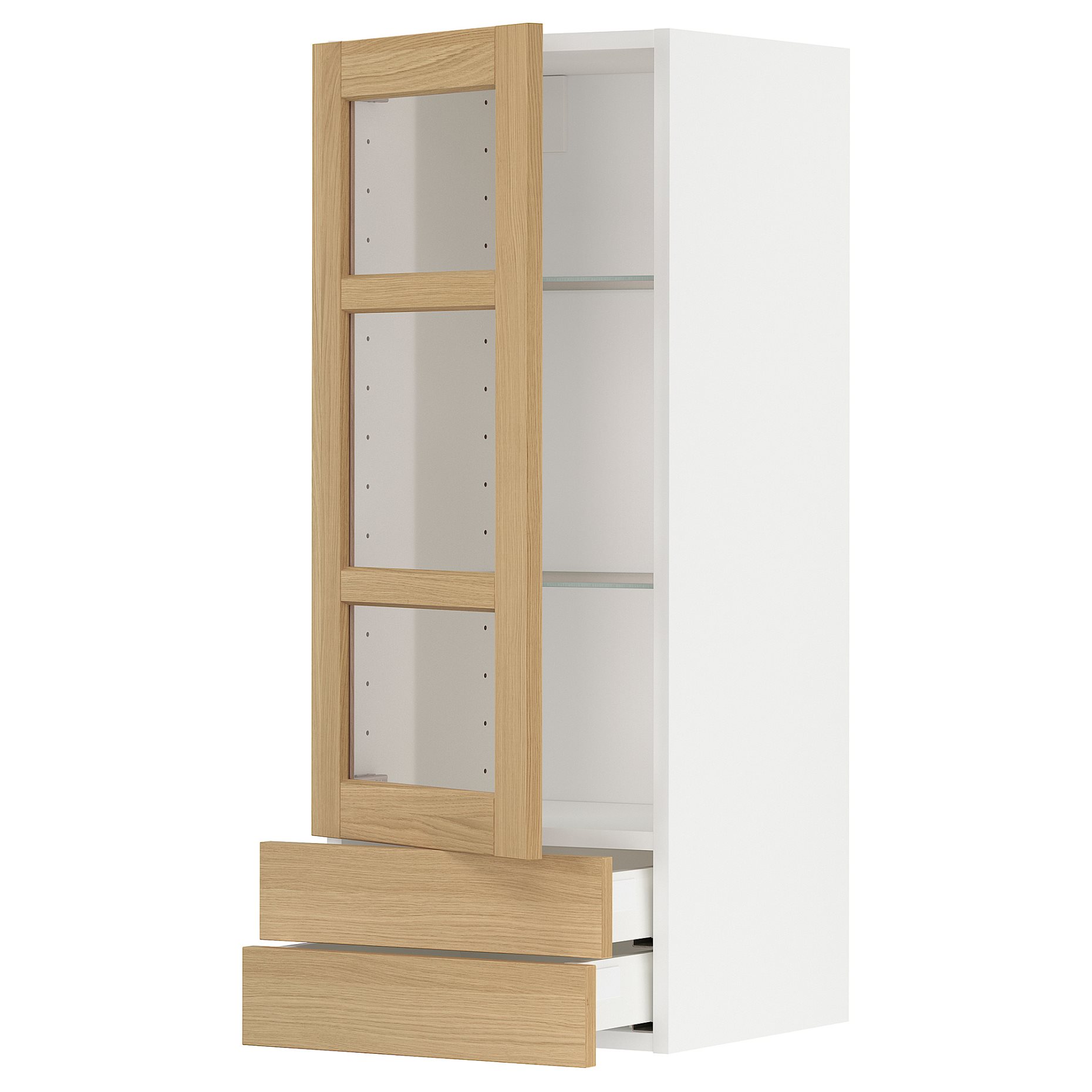 METOD/MAXIMERA, стенен шкаф + стъклена врата/2 чекм., 495.093.94