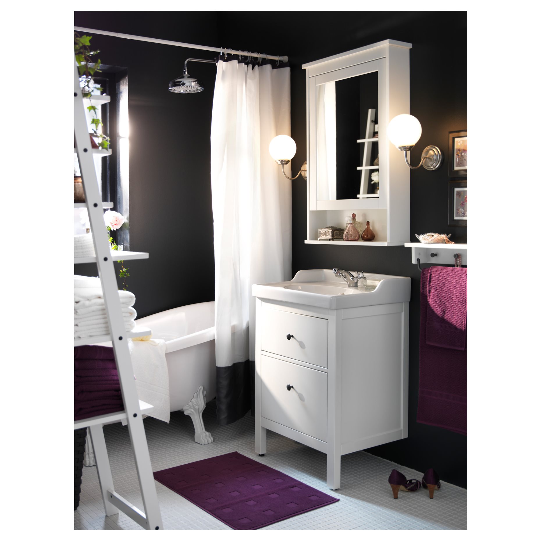 HEMNES/RUTSJON, шкаф за мивка + чекмедежта/мивка/смесител, 495.468.34