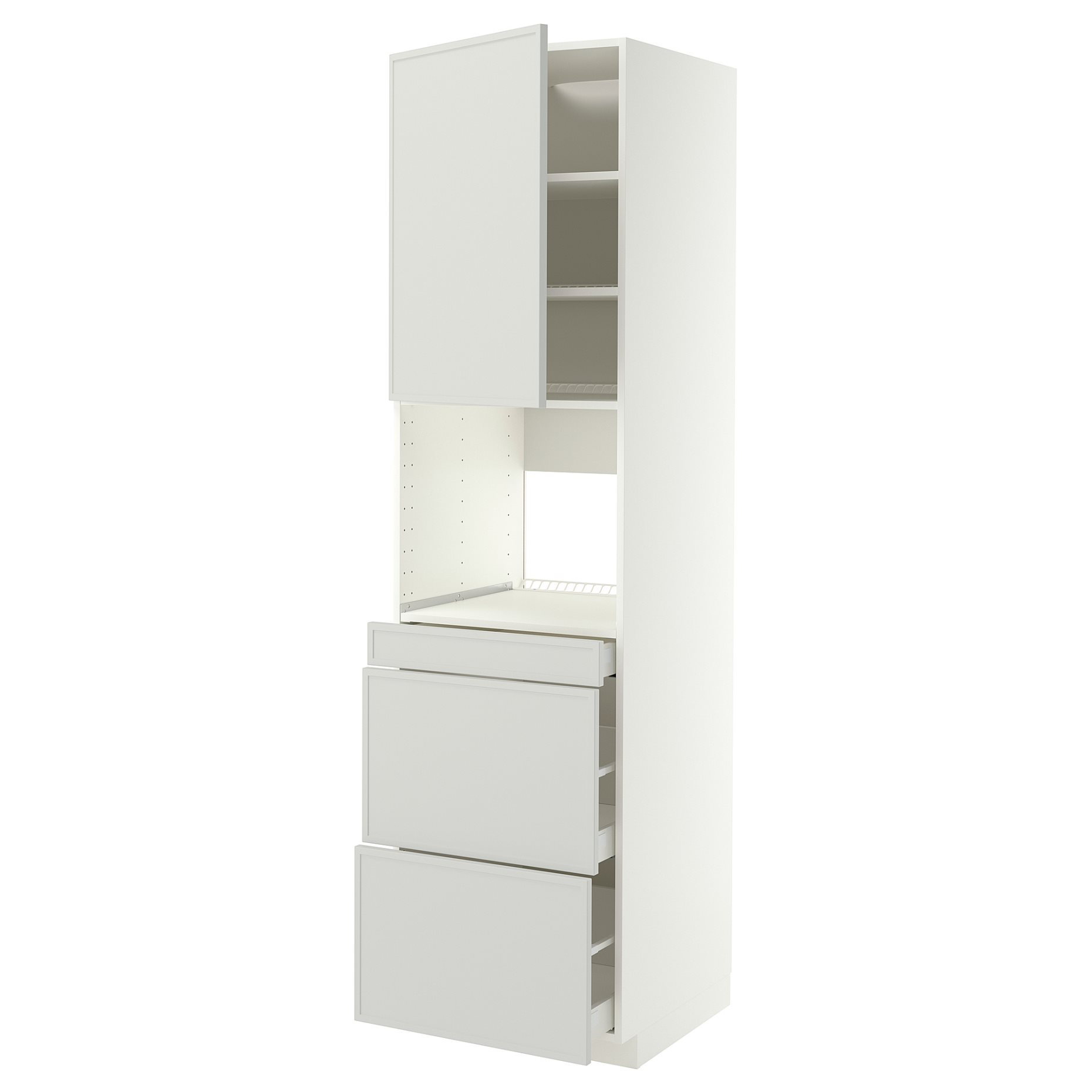 METOD/MAXIMERA, висок шкаф за комби микров., вр./3 чекм., 60x60x220 см, 496.056.92