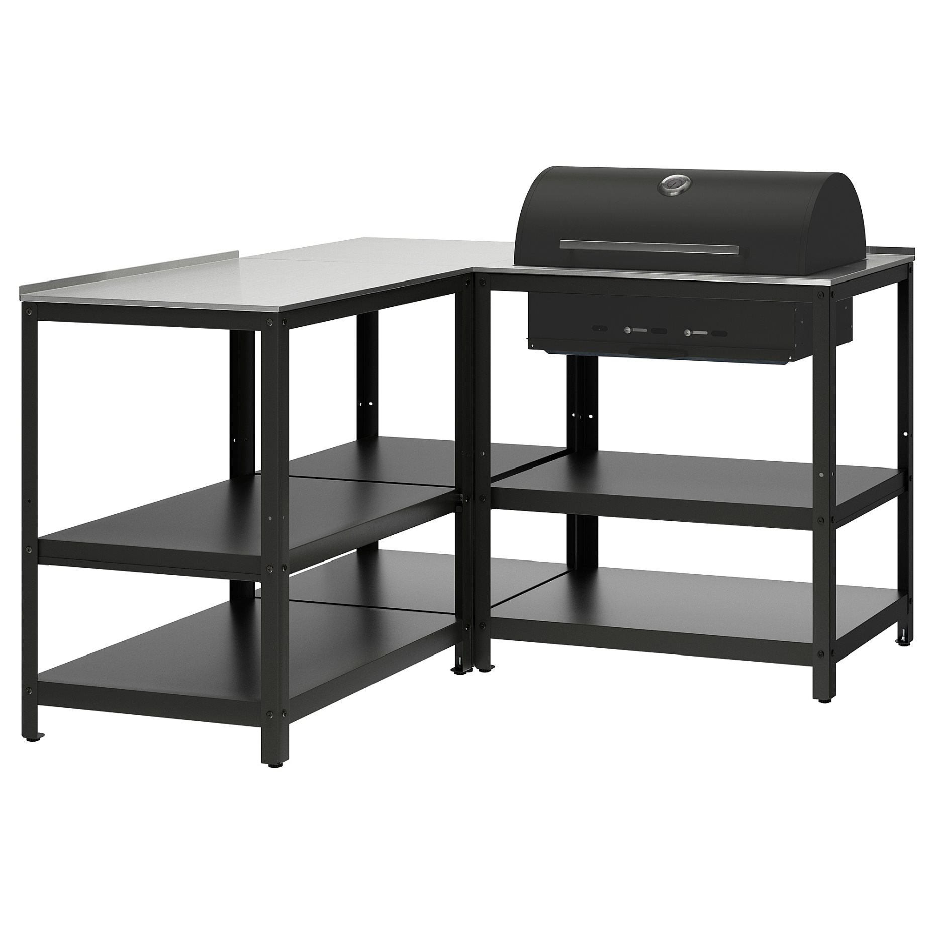 GRILLSKÄR, барбекю на въглища с кухненски о-в, употр. на открито, 147x147 см, 496.161.34