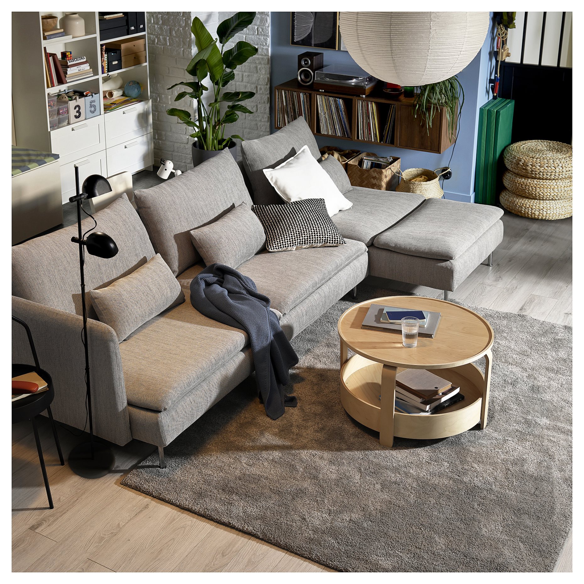 SÖDERHAMN, 4-местен разтегателен диван, с лежанка, с отворен край, 496.213.62
