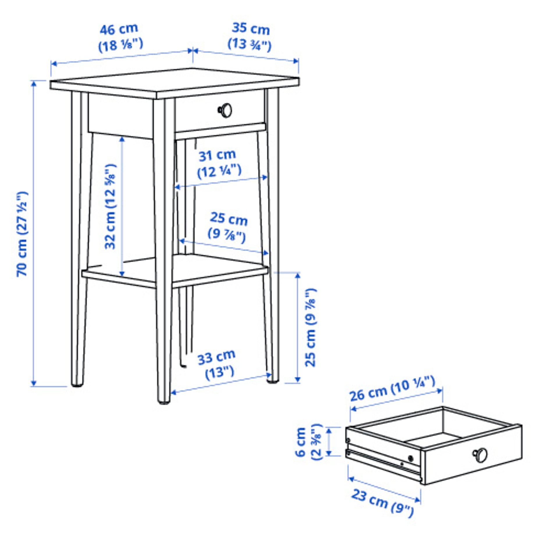 HEMNES, нощно шкафче, 506.107.39
