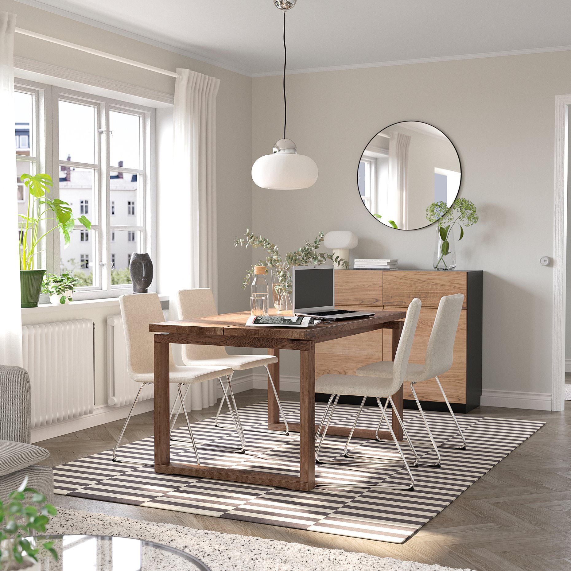 MORBYLANGA/LILLANAS, маса и 4 стола, 594.951.03