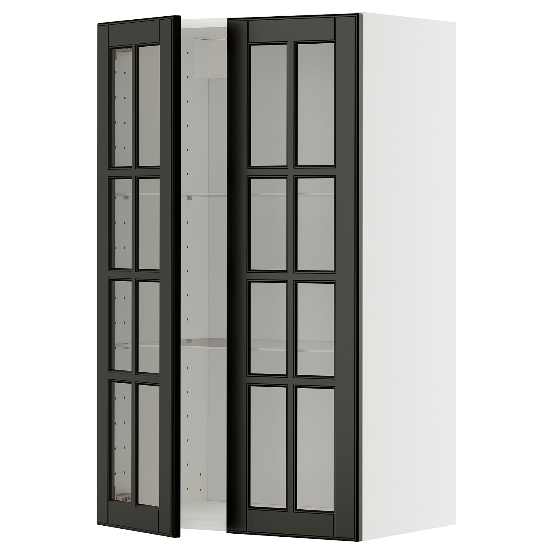 METOD, стенен шкаф с рафтове/2 стъкл. врати, 595.786.69