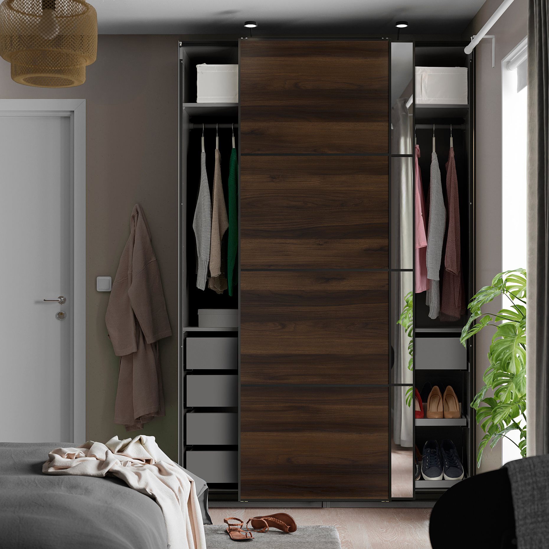 PAX/MEHAMN/AULI, гардероб с плъзгащи се врати, 150x66x236 см, 596.088.50