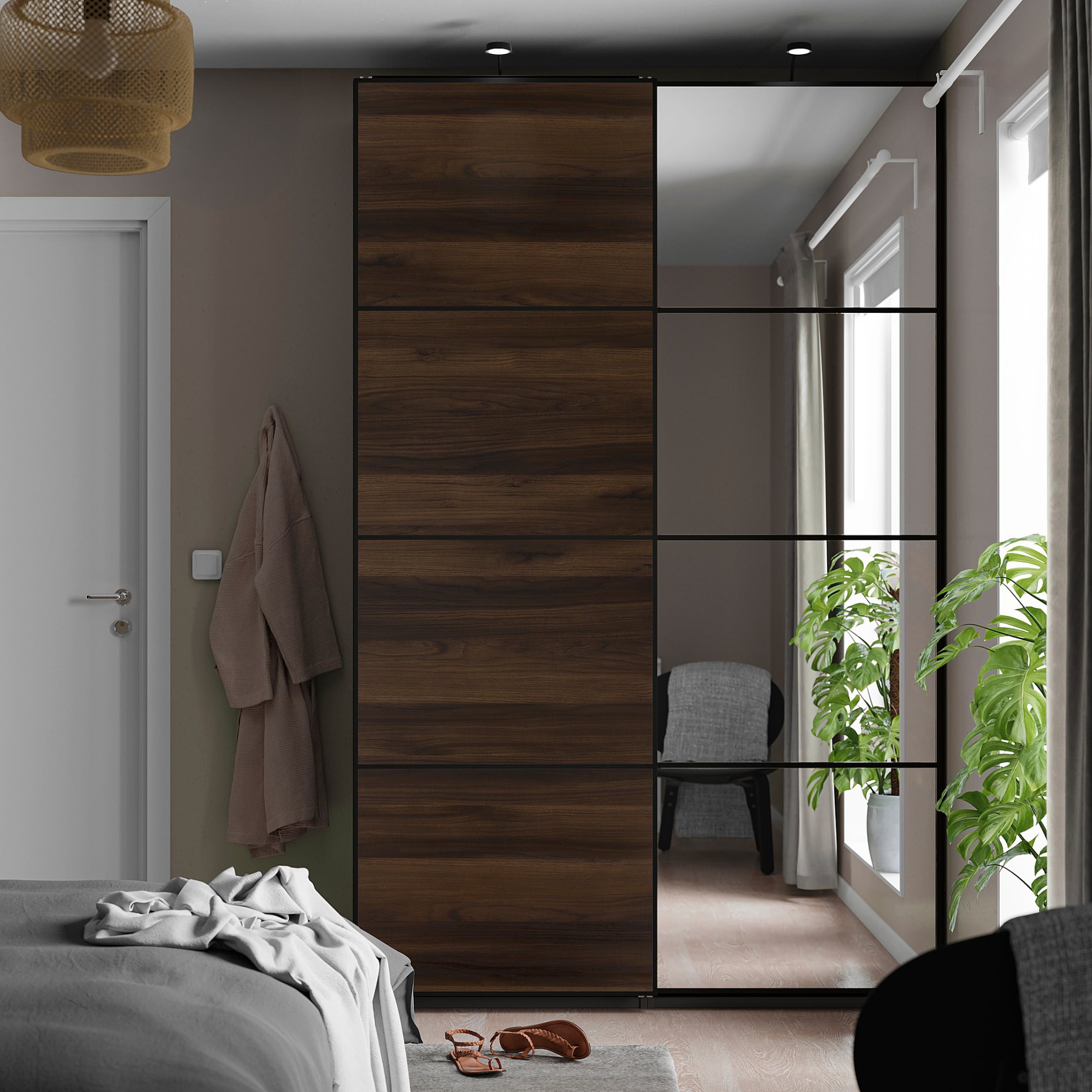 PAX/MEHAMN/AULI, гардероб с плъзгащи се врати, 150x66x236 см, 596.088.50