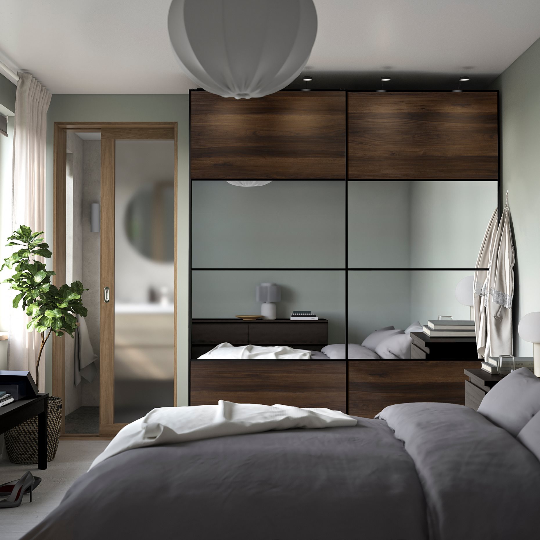 PAX/MEHAMN/AULI, гардероб с плъзгащи се врати, 200x66x236 см, 596.088.88
