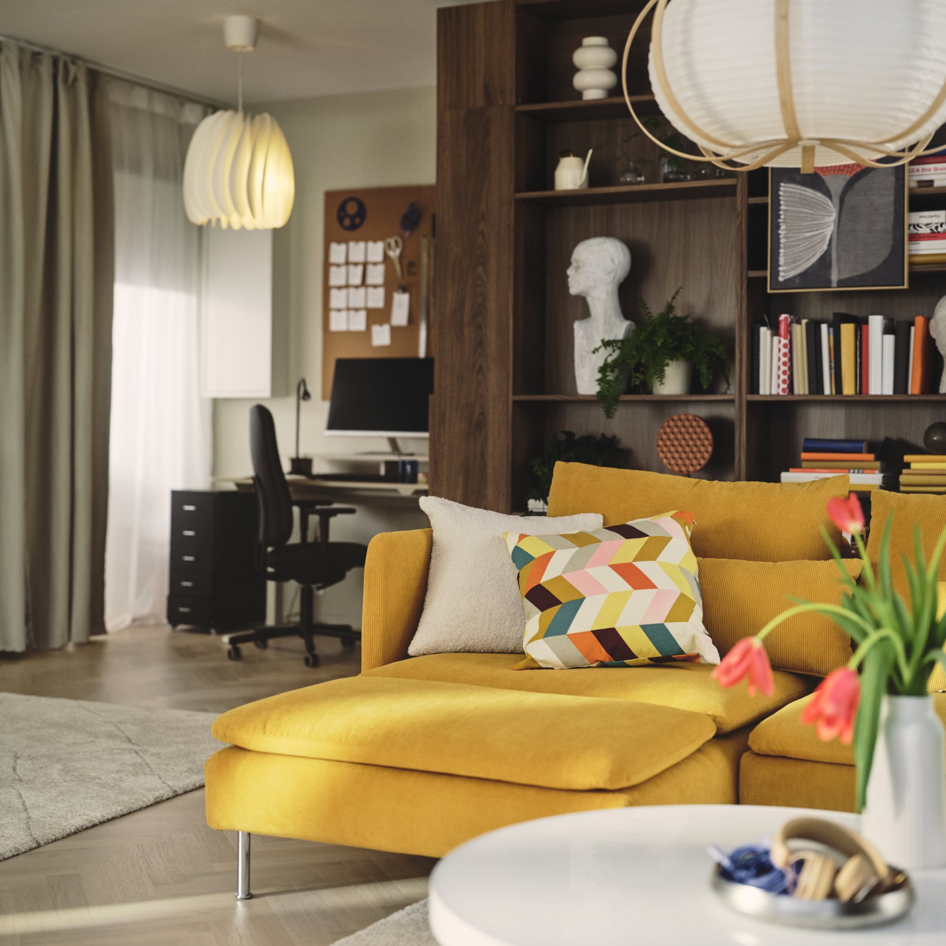 SÖDERHAMN, 4-местен диван, с лежанка, 596.220.64