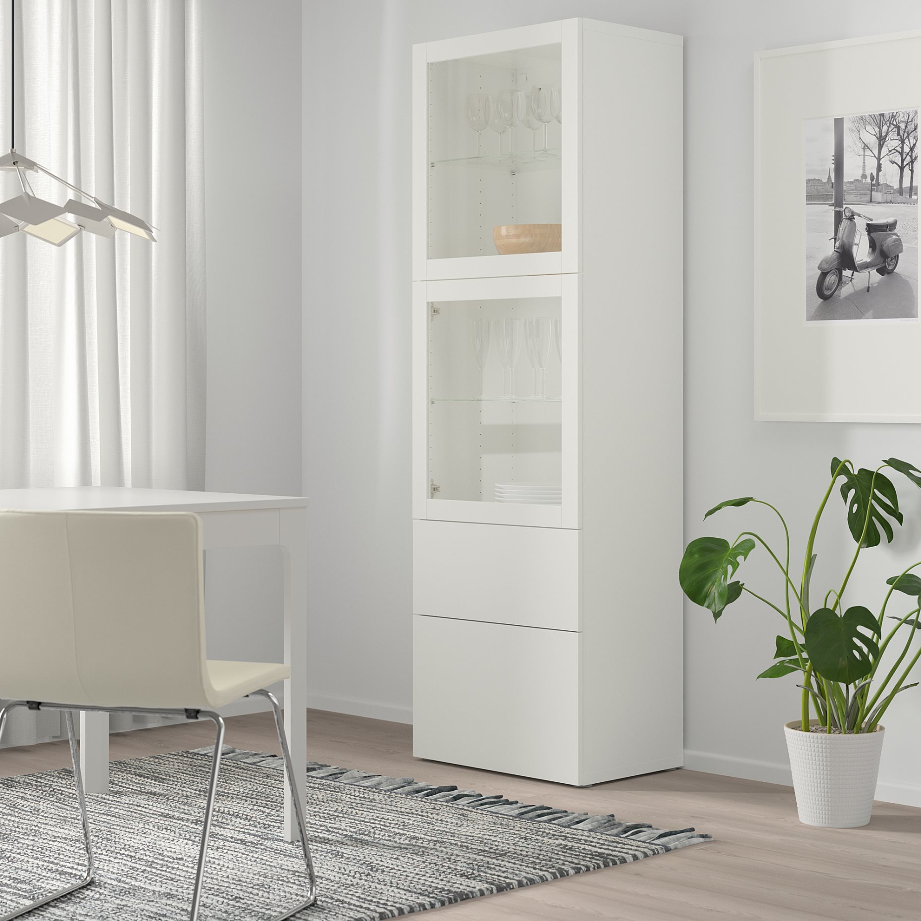BESTÅ, комбинация със стъклени вратички, 60x42x193 см, 596.228.46