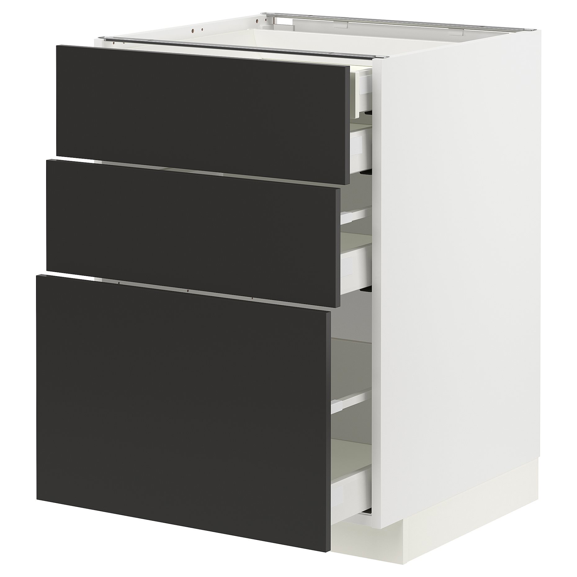 METOD/MAXIMERA, долен шкаф с 3 чела/2 ниски + 1 средно + 1 високо чекм., 694.976.01