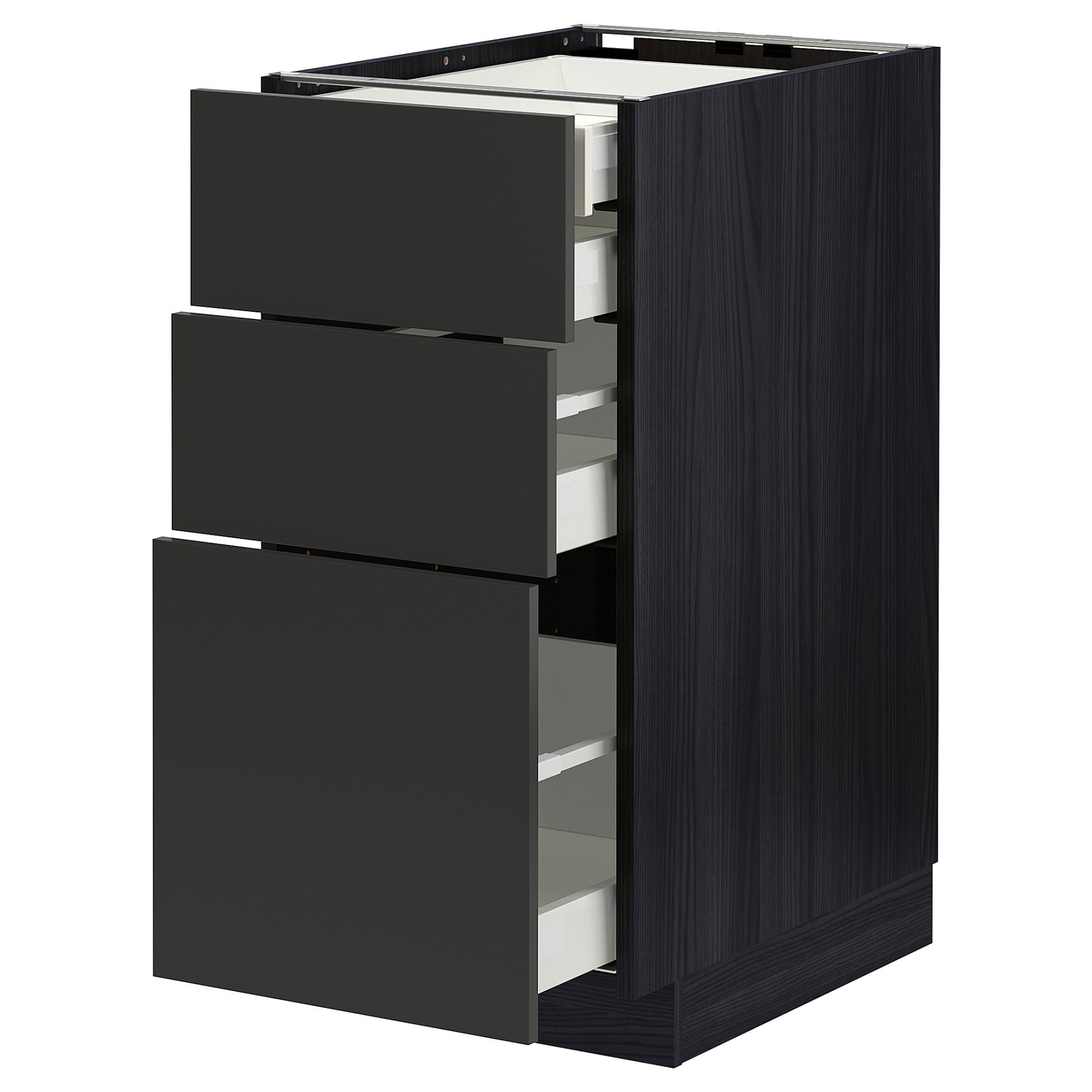 METOD/MAXIMERA, долен шкаф с 3 чела/2 ниски + 1 средно + 1 високо чекм., 694.979.98