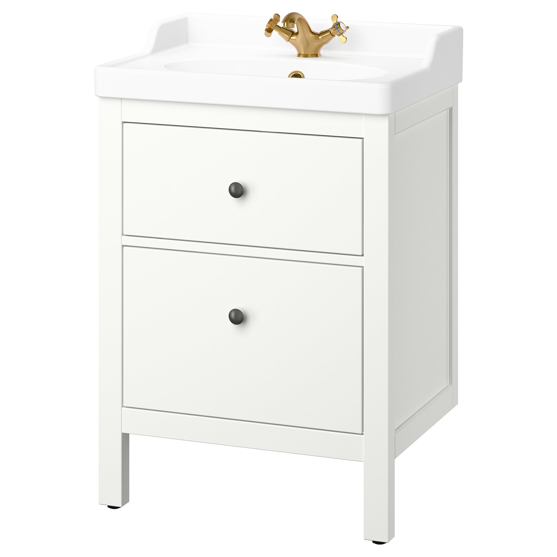HEMNES/RUTSJON, шкаф за мивка + чекмеджета/мивка/смесител, 695.599.91