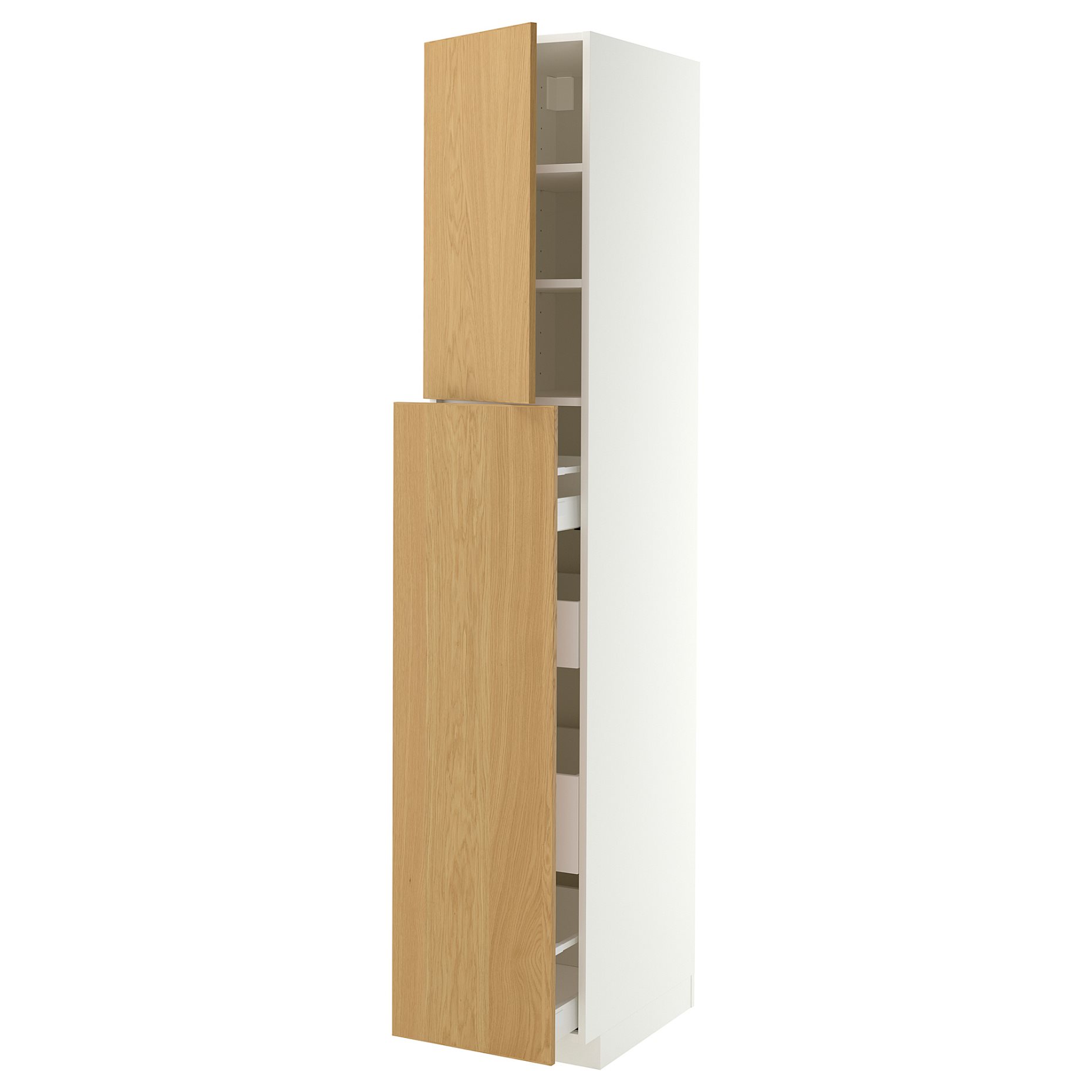 METOD/MAXIMERA, висок шкаф, изтегл. се функция, 1 врата/4 чекм./2 рафта, 40x60x220 см, 696.016.88