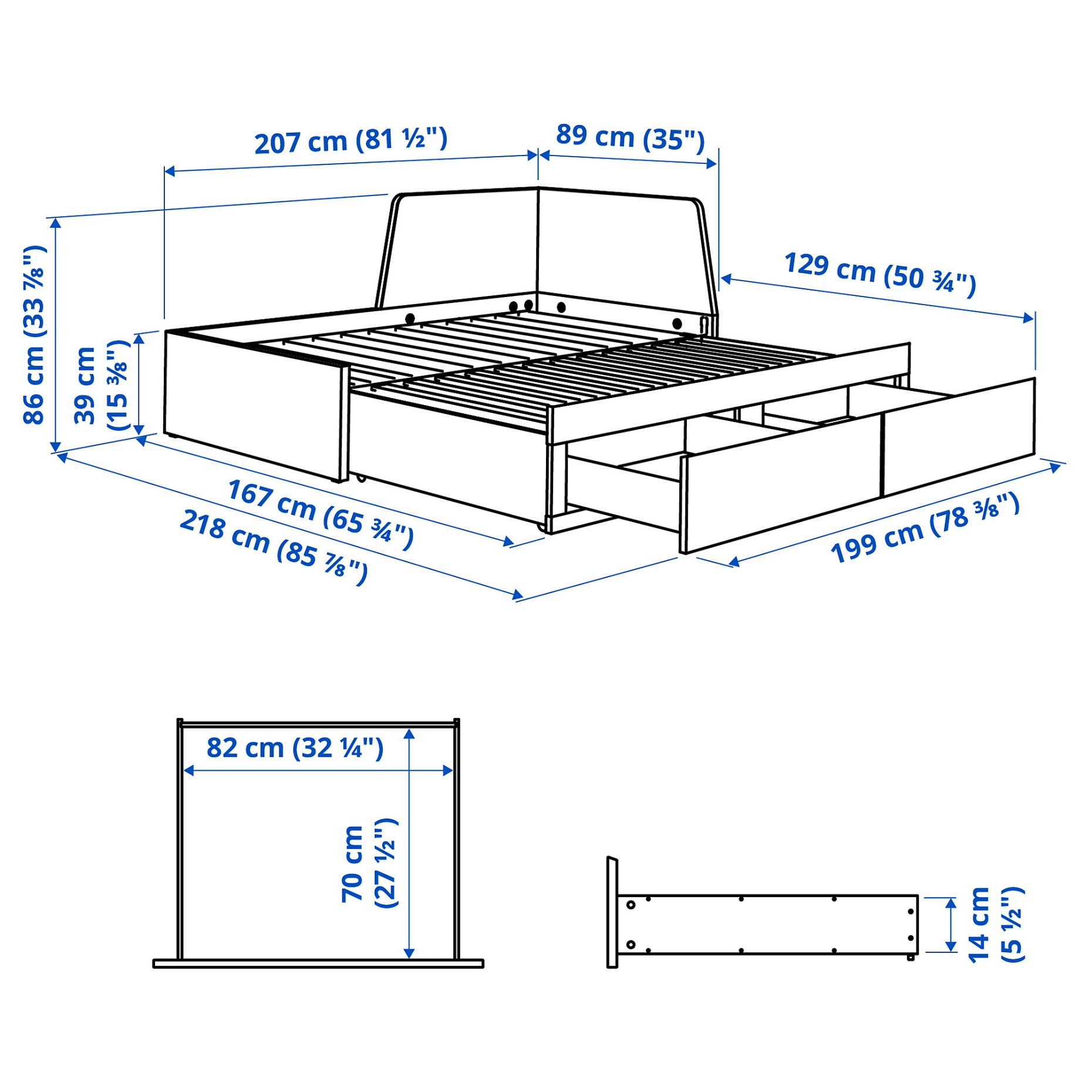FLEKKE, кушетка с 2 чекмеджета/2 матрака, 795.214.55