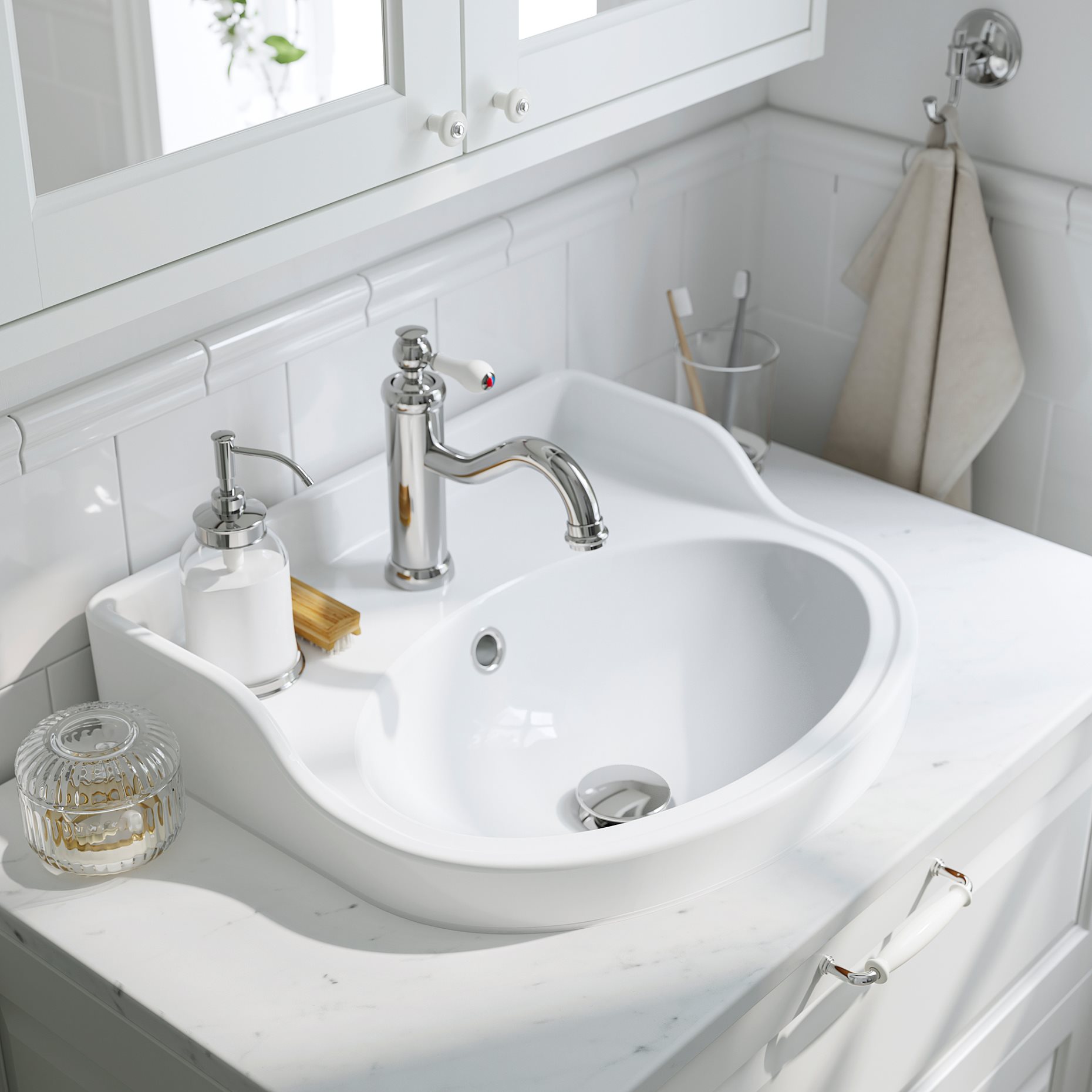 TANNFORSEN/RUTSJON, шкаф с врати/мивка/смесител, 795.299.89