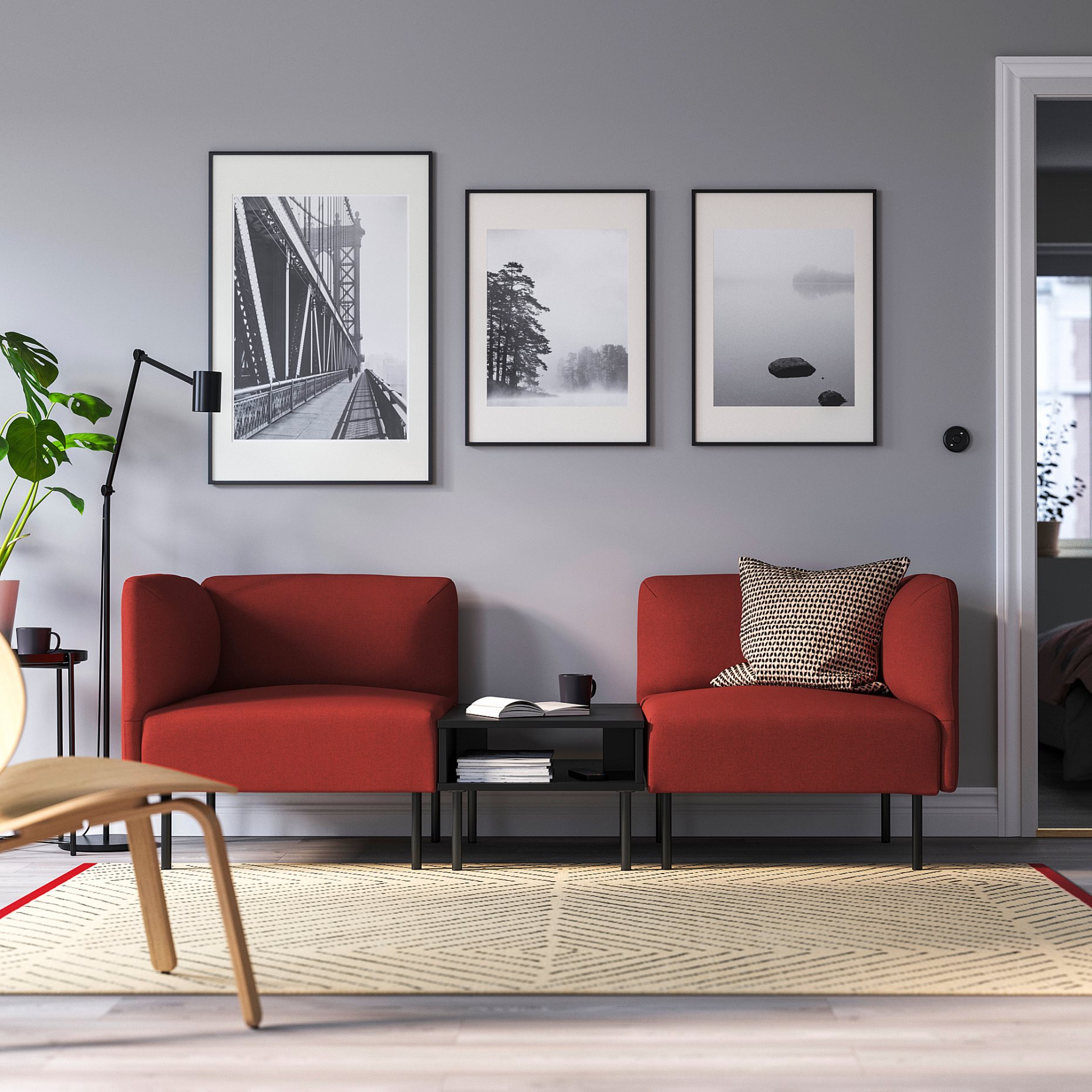 LILLEHEM, 2-местен модулен диван с маса, 795.360.70