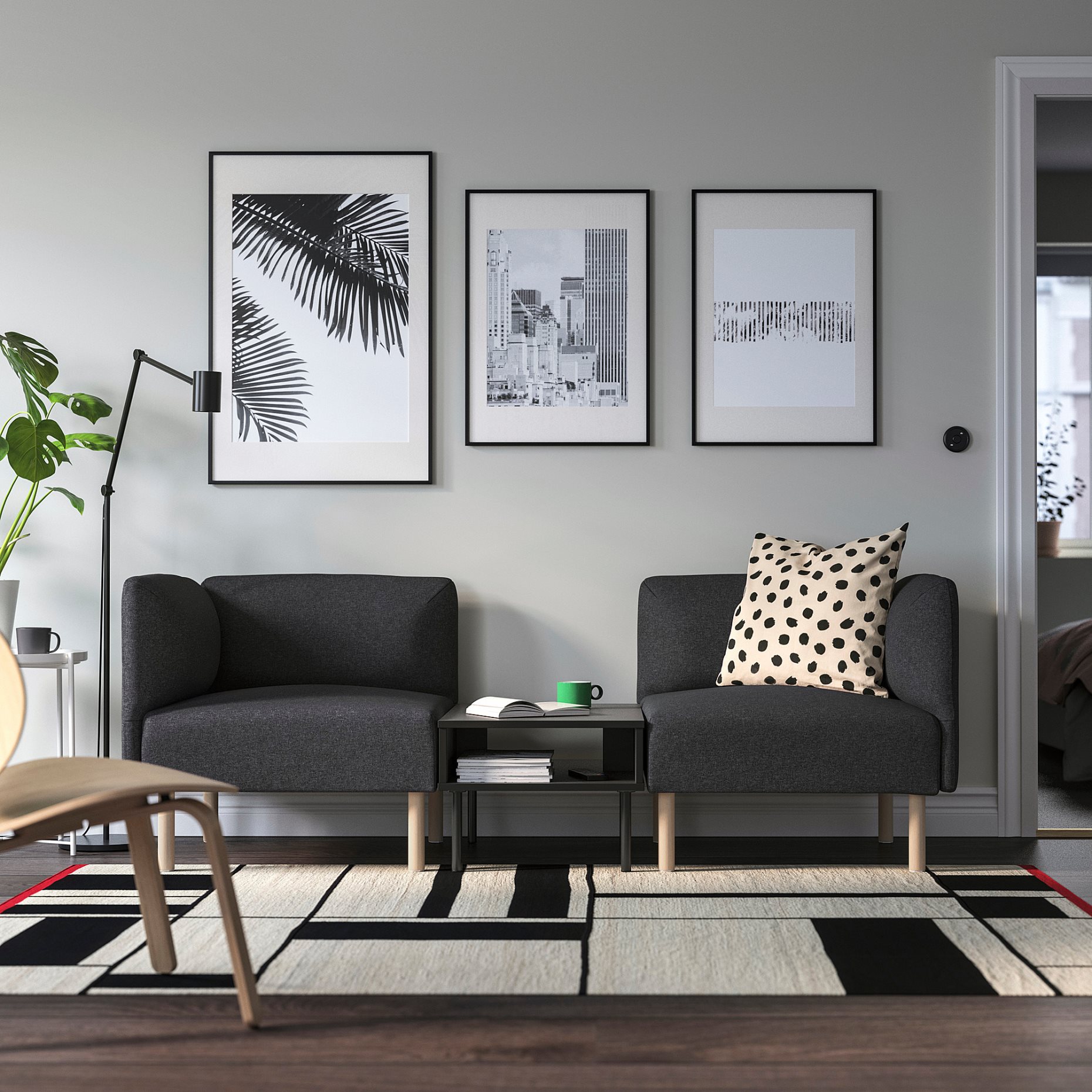 LILLEHEM, 2-местен модулен диван с маса, 795.697.44