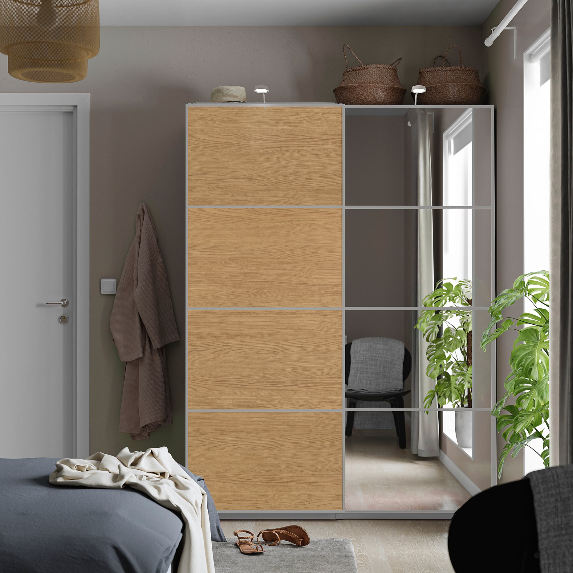 PAX/MEHAMN/AULI, гардероб с плъзгащи се врати, 150x66x201 см, 796.088.54