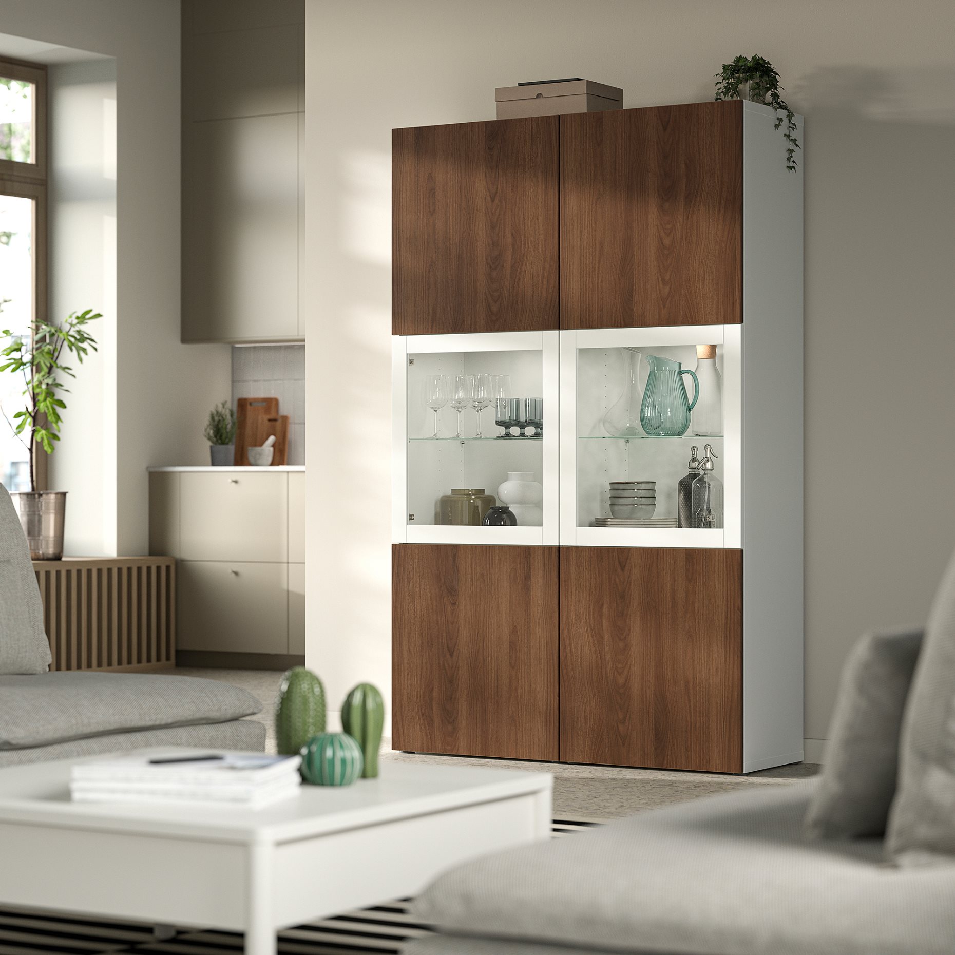 BESTÅ, комбинация със стъклени вратички, 796.122.24