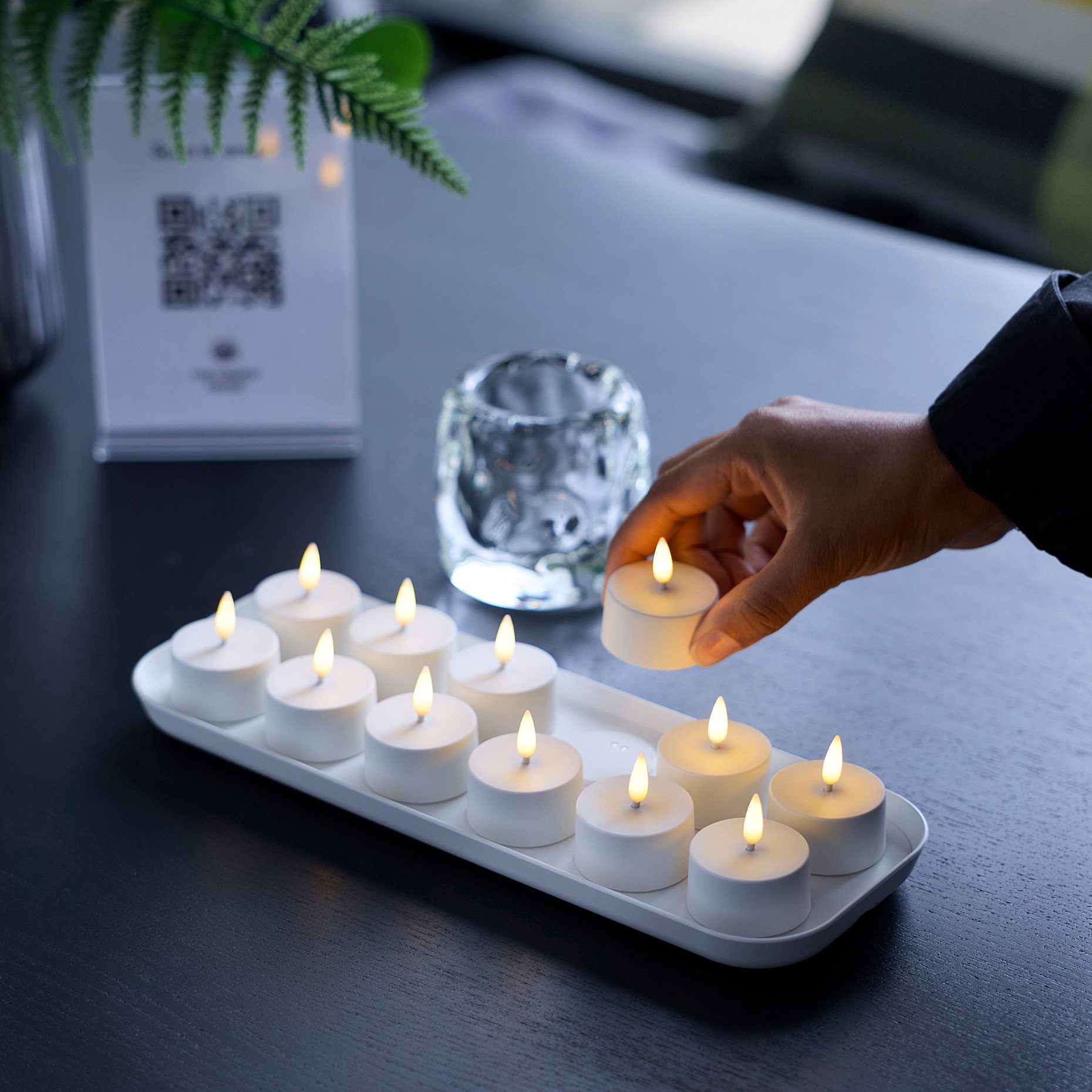 SKATGÅS, К-т LED чаени свещи, с поставка за зареждане, 806.115.96