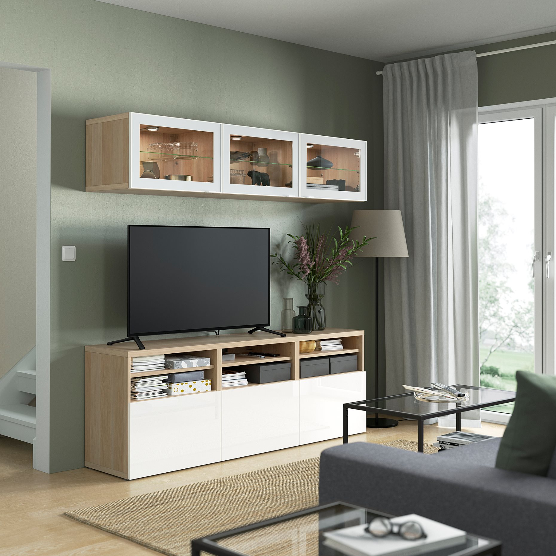 BESTÅ, TV секция/стъклени врати, 894.887.90