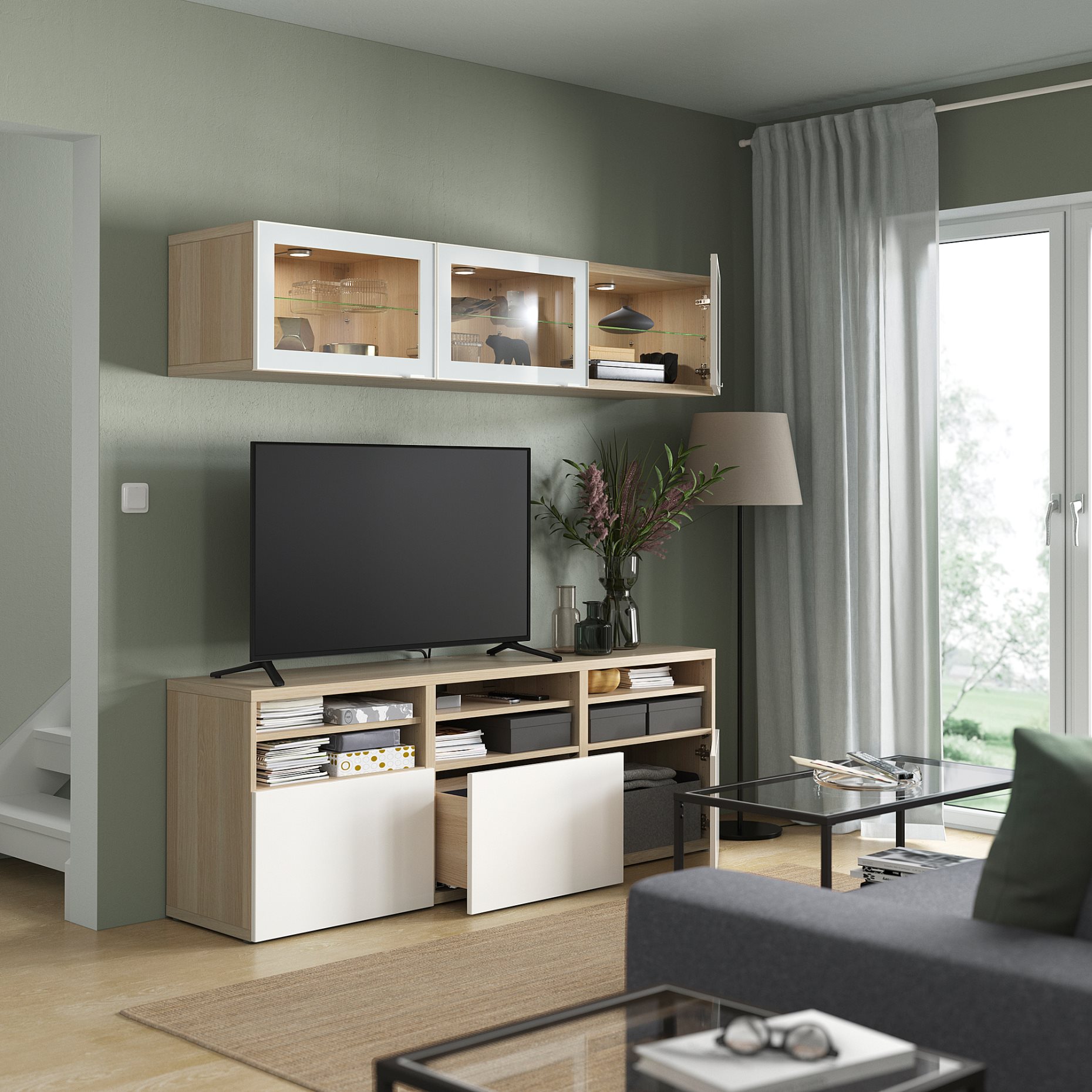 BESTÅ, TV секция/стъклени врати, 894.887.90