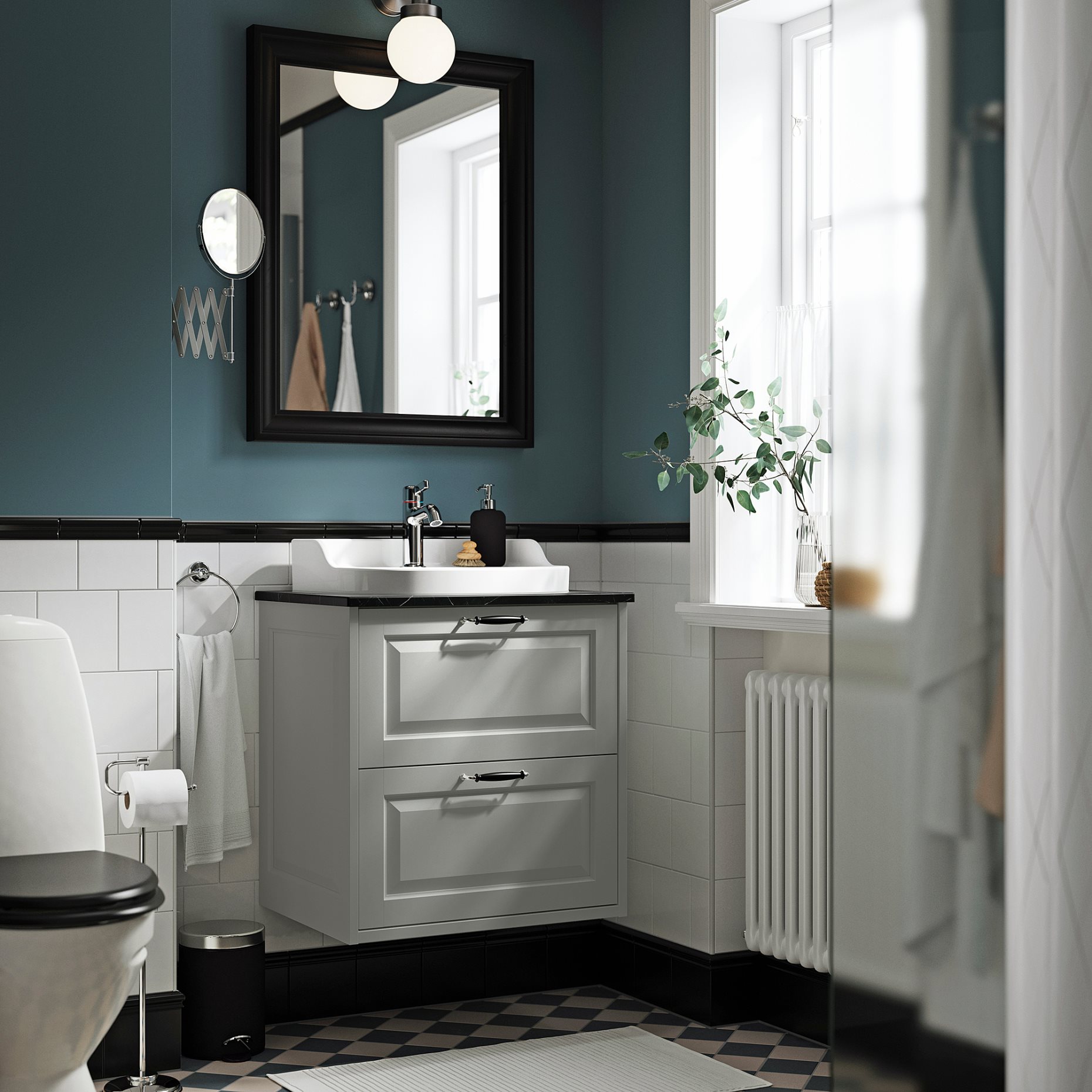 TANNFORSEN/RUTSJON, шкаф за мивка + чекмеджета/мивка/смесител, 895.214.88