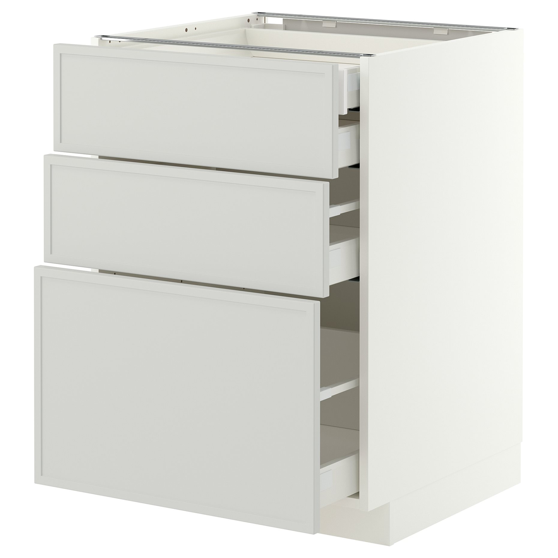 METOD/MAXIMERA, долен шкаф с 3 чела/2 ниски + 1 средни + 1 високо чекм., 60x60 см, 896.049.35