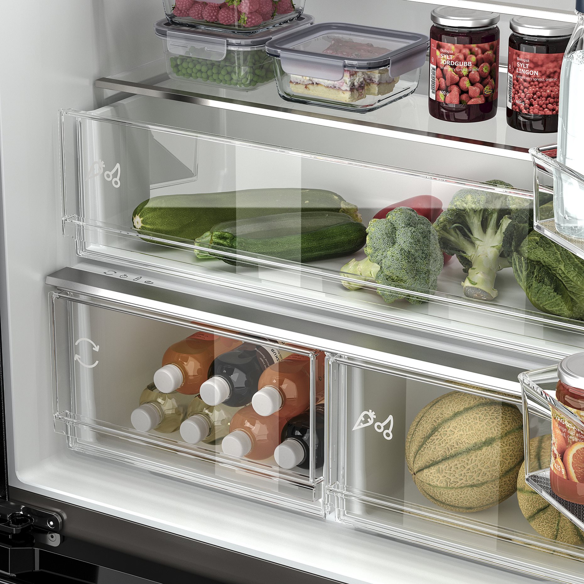 RIBBENAS, Хладилник/фризер+френски тип врати, IKEA 700 свободностоящ, 905.807.59